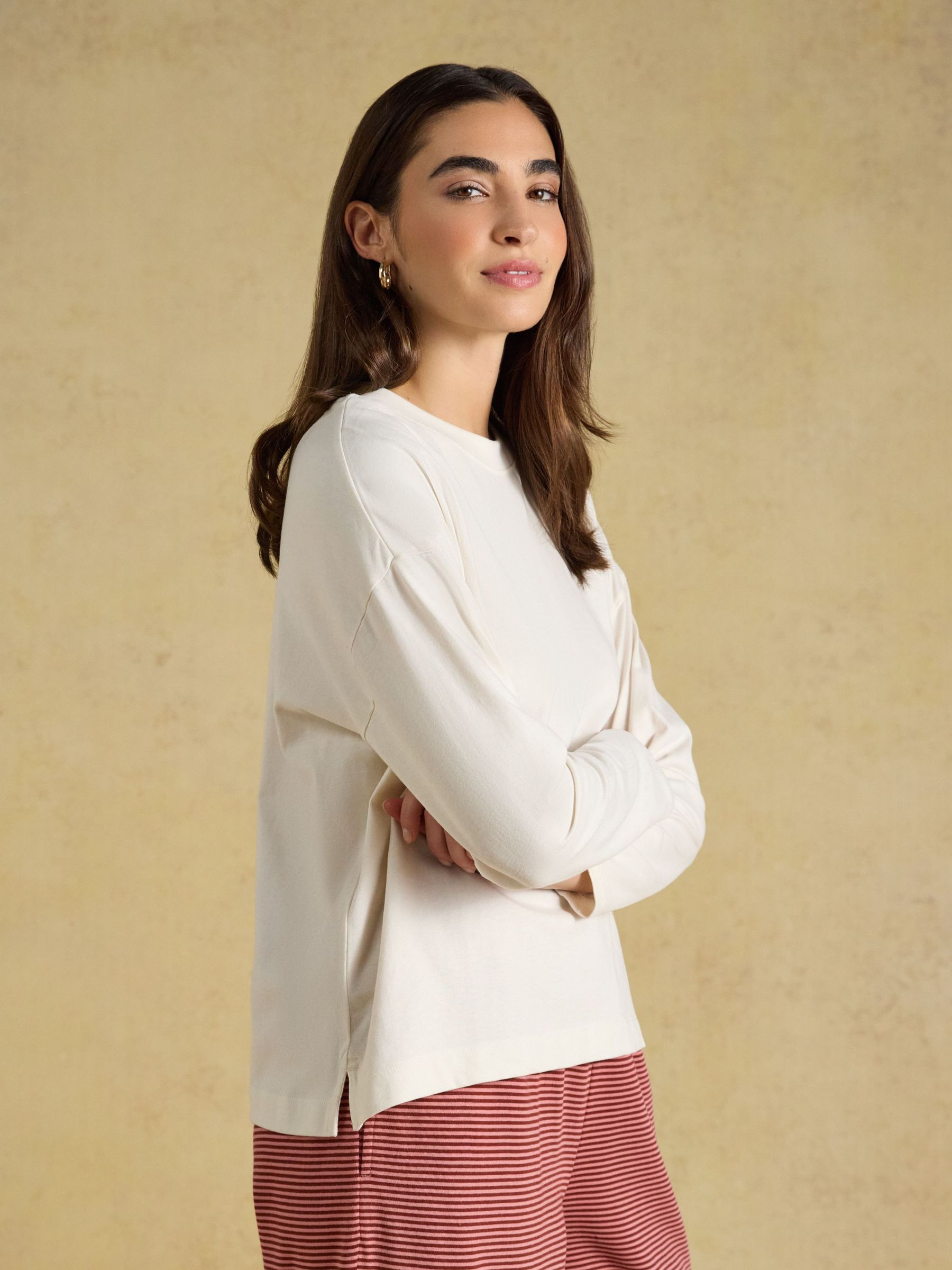 Cream - Cotton Long Sleeve Pyjama Top