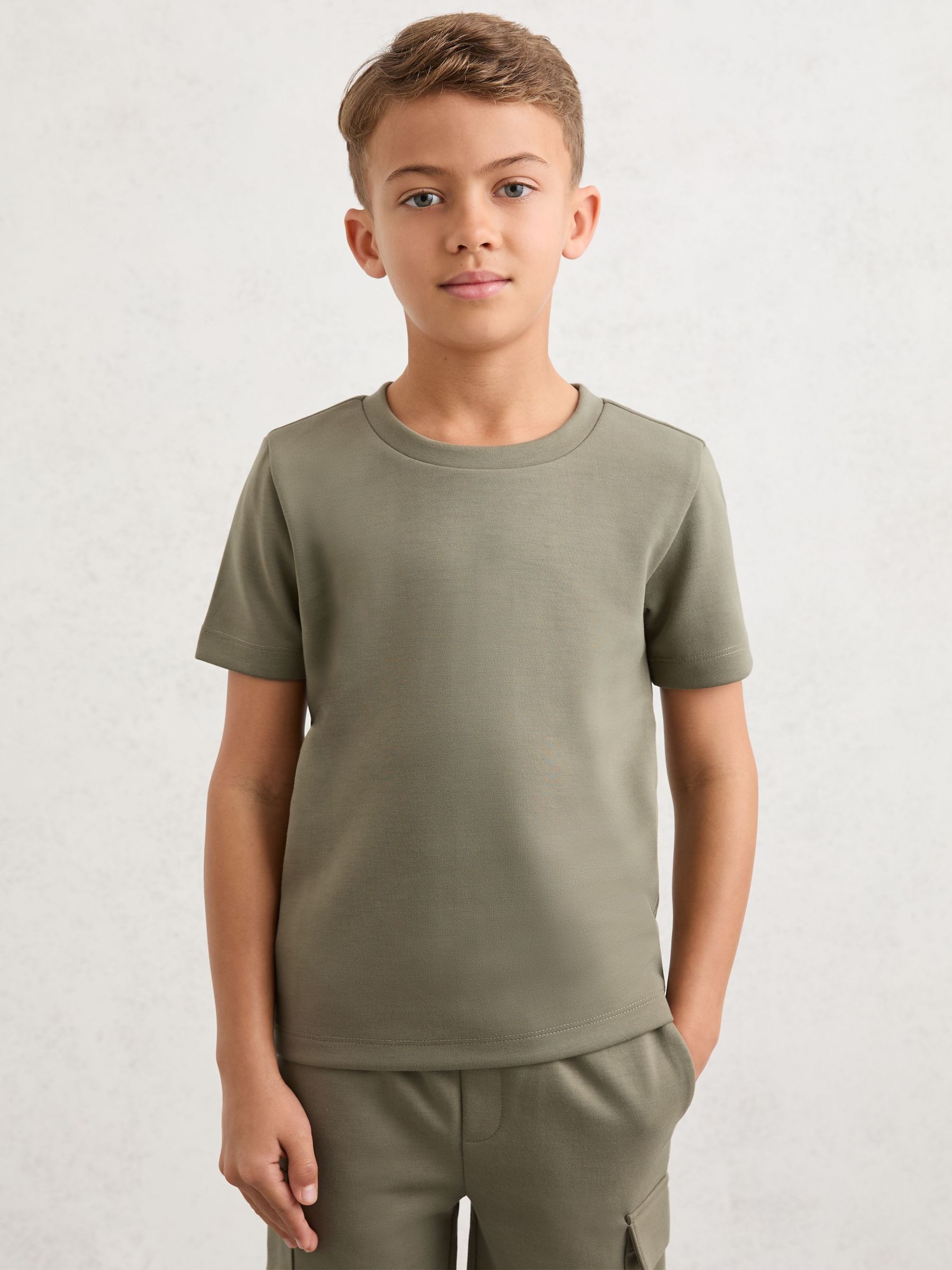 3-9 yrs Premium Interlock Crew-Neck T-Shirt in Sage (G49901) | £22