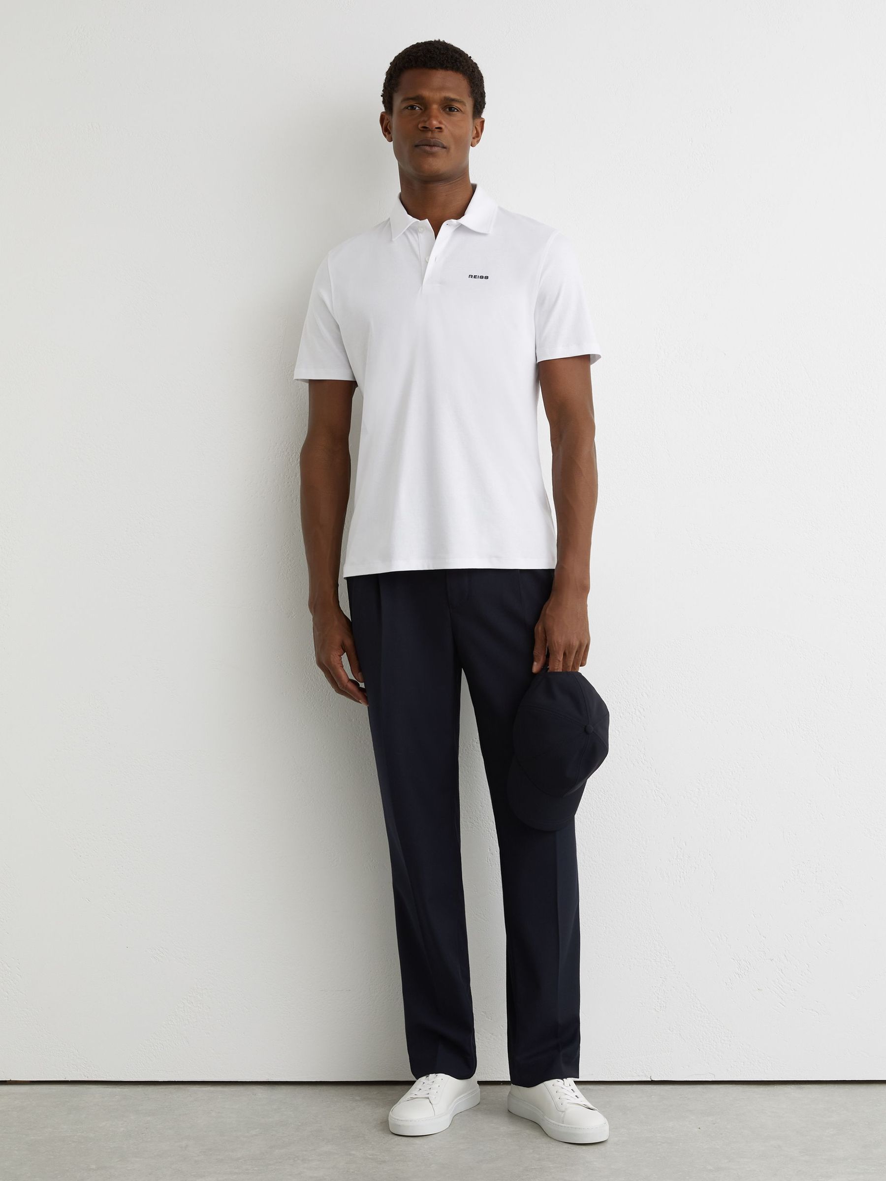 Airwater-Cotton Logo Polo Shirt in White (G50810) | £68