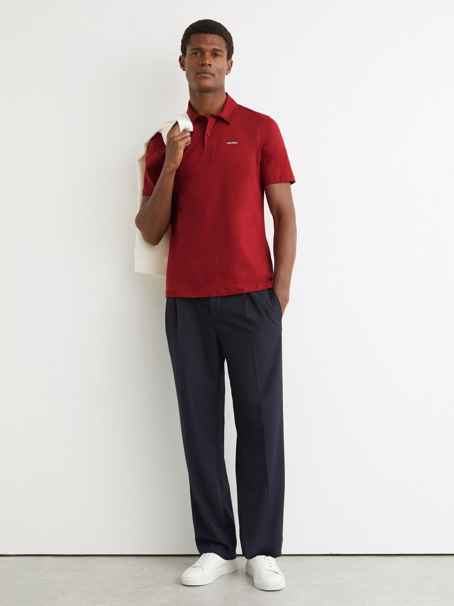 Airwater-Cotton Logo Polo Shirt in Red (G50979) | £68