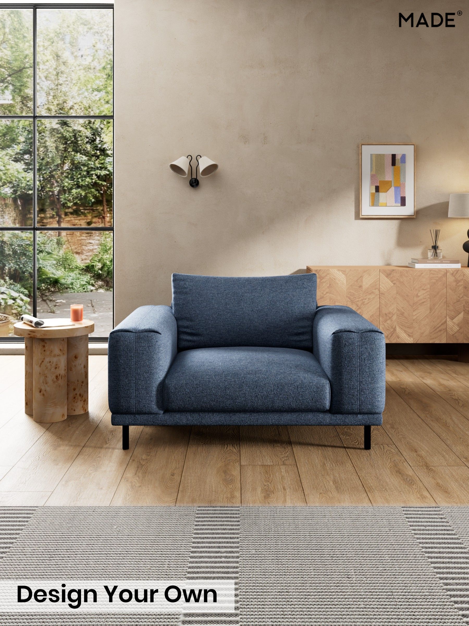Boucle Textured Weave/Slate Blue - Odin By Made