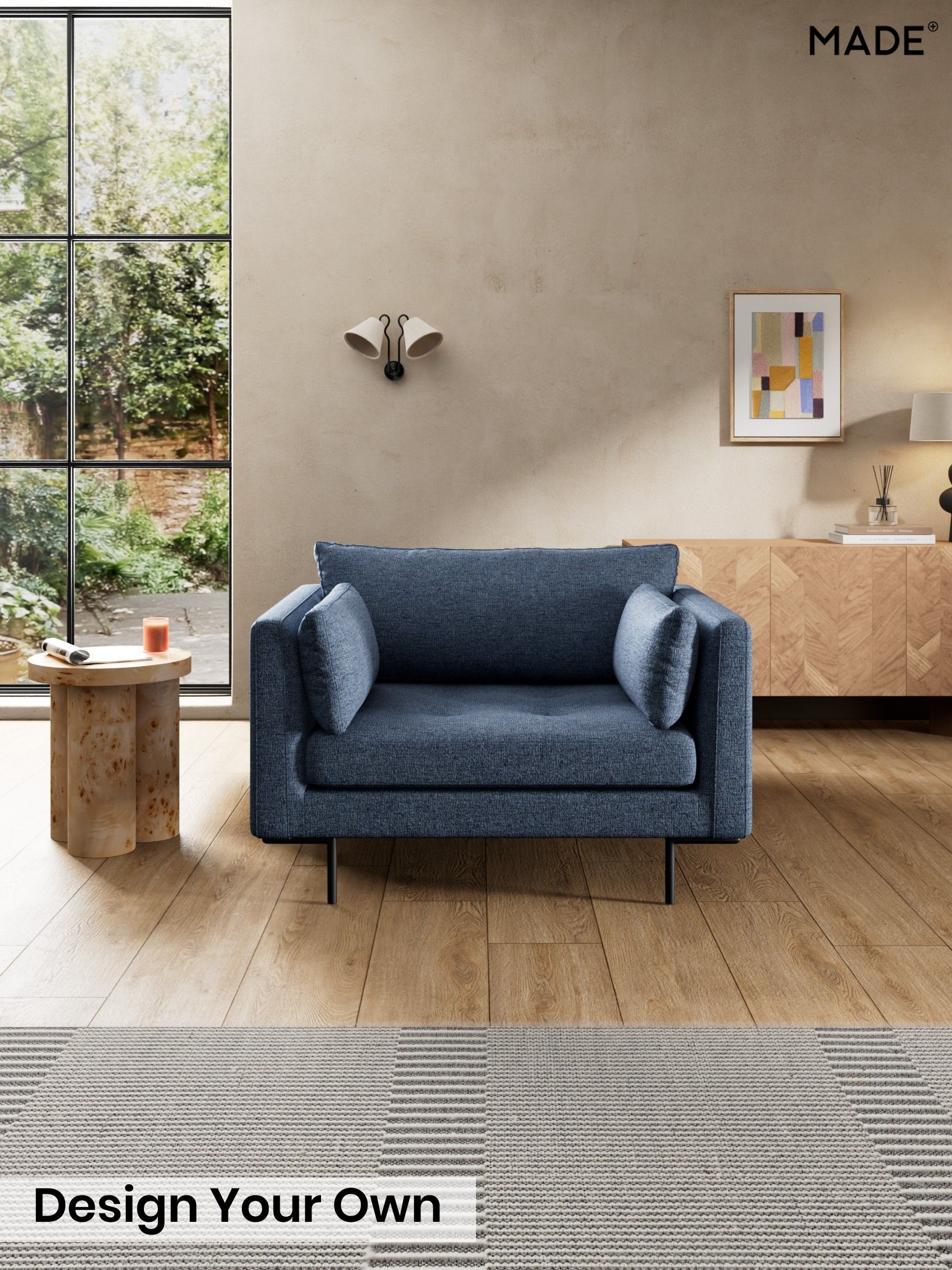 Boucle Textured Weave/Slate Blue - Harlow By Made