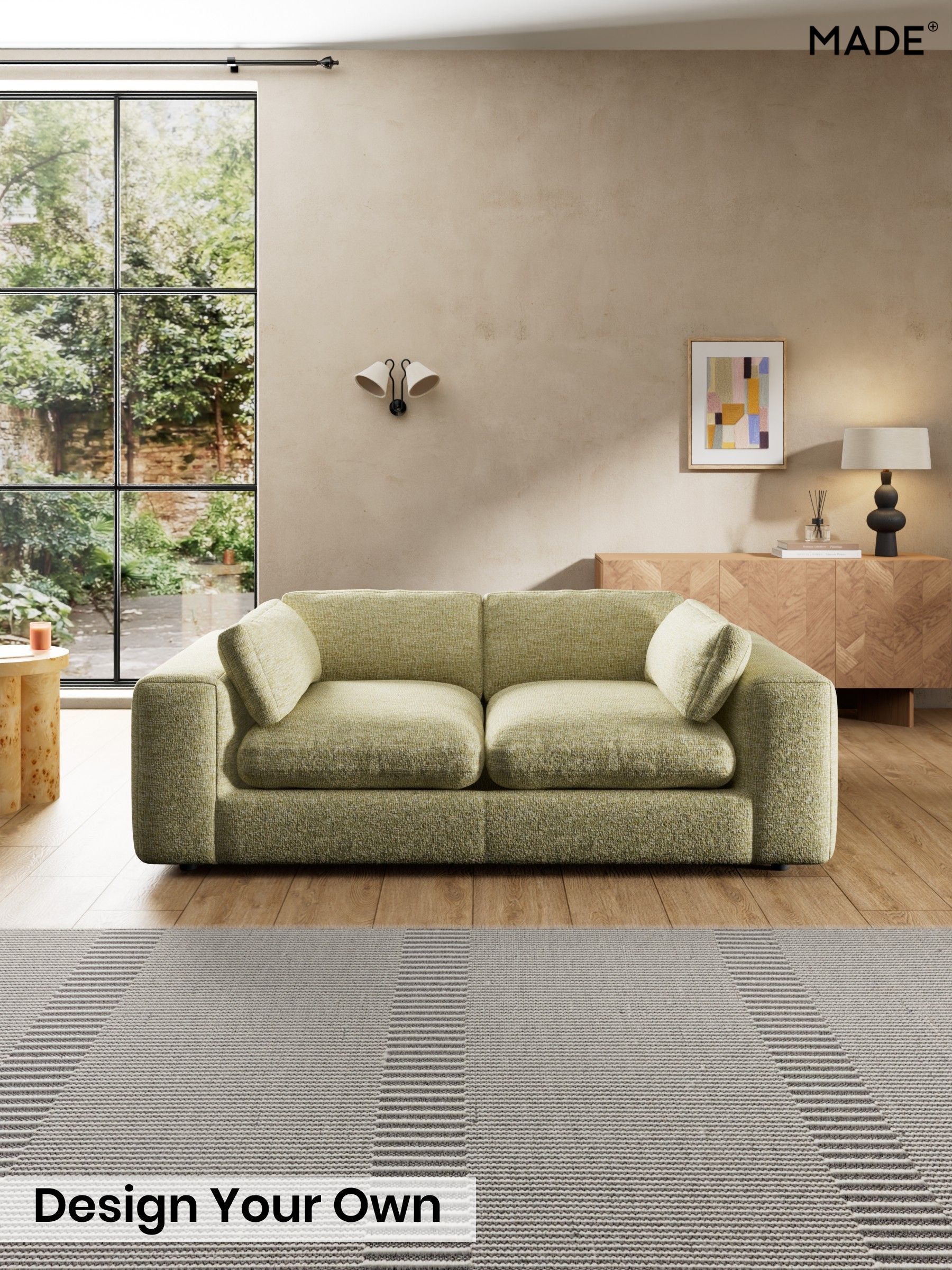 Boucle Textured Weave/Pale Fir Green - Alec By Made