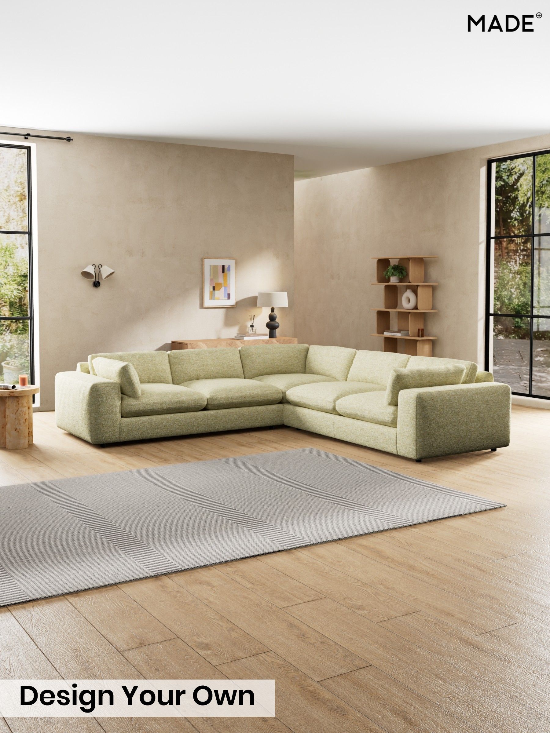 Boucle Textured Weave/Pale Fir Green - Alec By Made