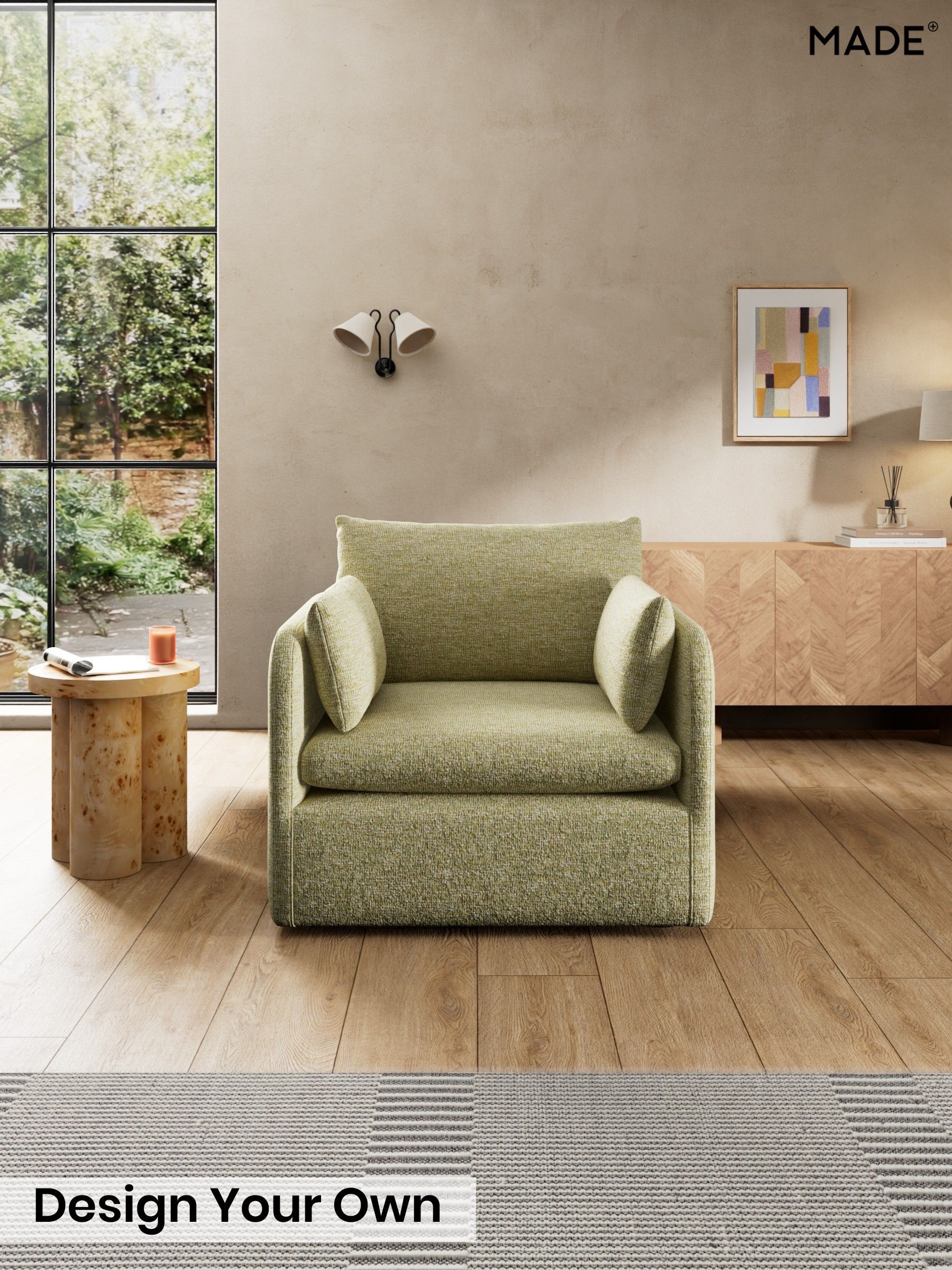 Boucle Textured Weave/Pale Fir Green - Jackson By Made