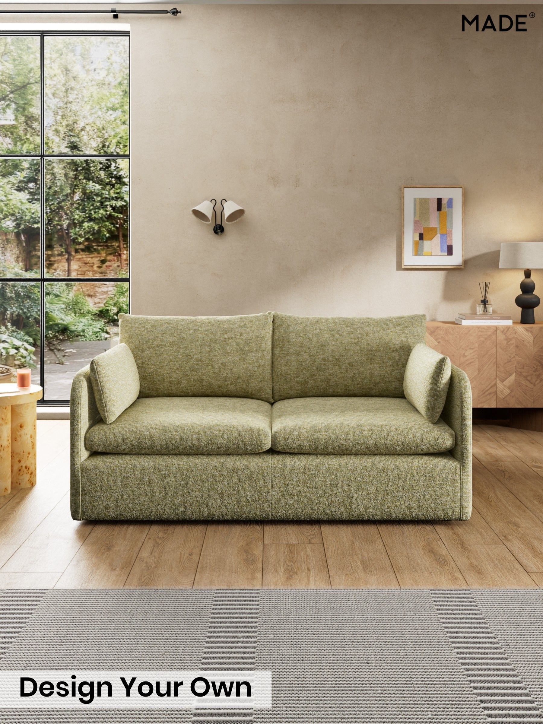 Boucle Textured Weave/Pale Fir Green - Jackson By Made