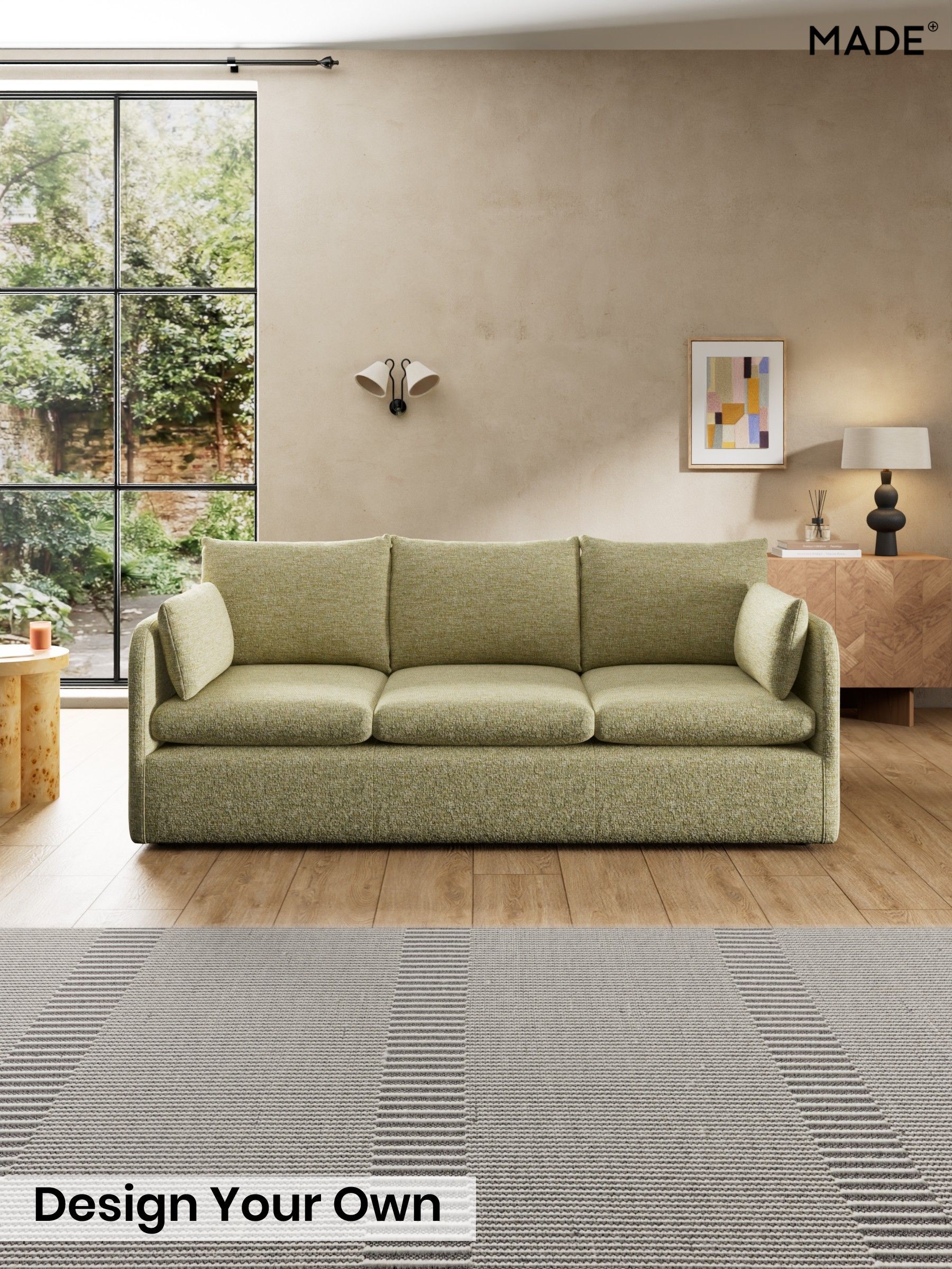 Boucle Textured Weave/Pale Fir Green - Jackson By Made