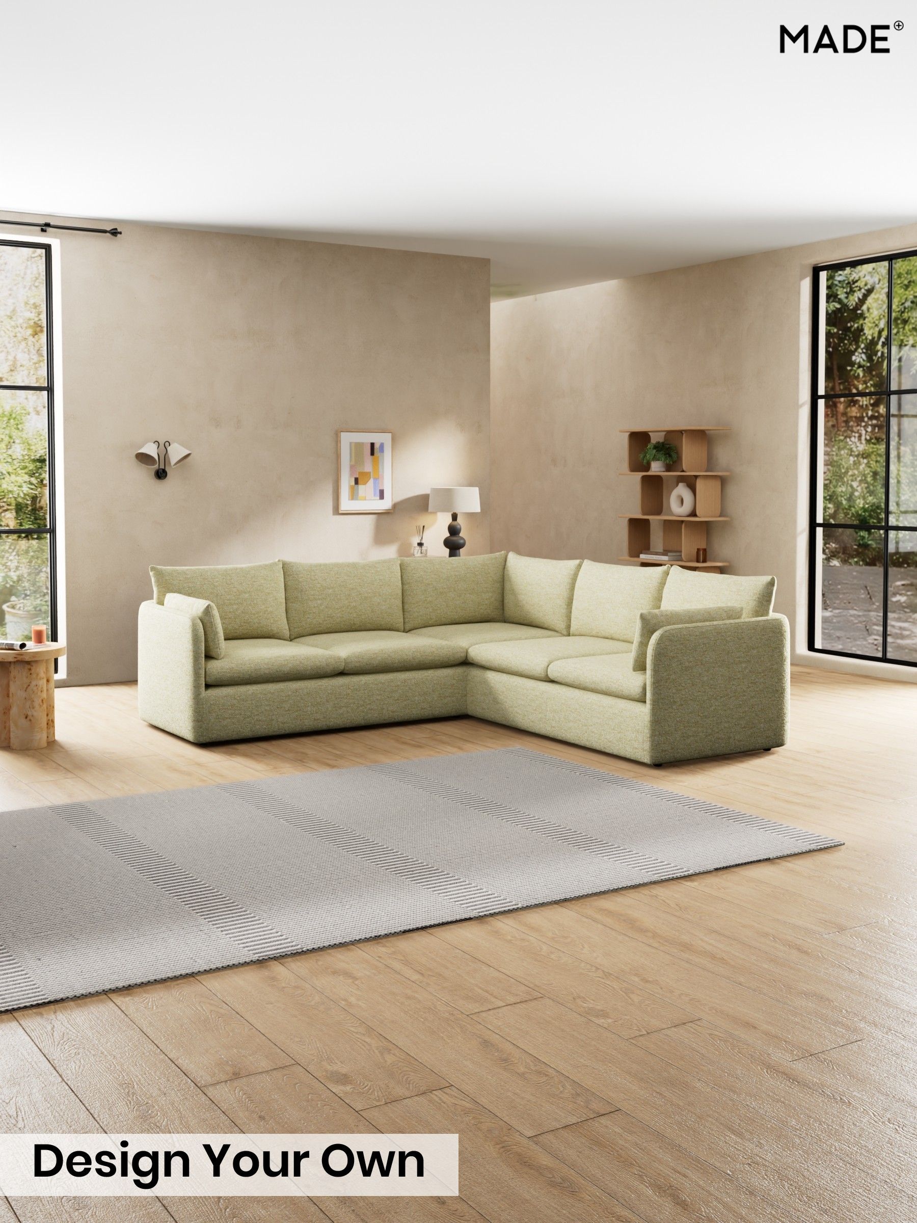 Boucle Textured Weave/Pale Fir Green - Jackson By Made