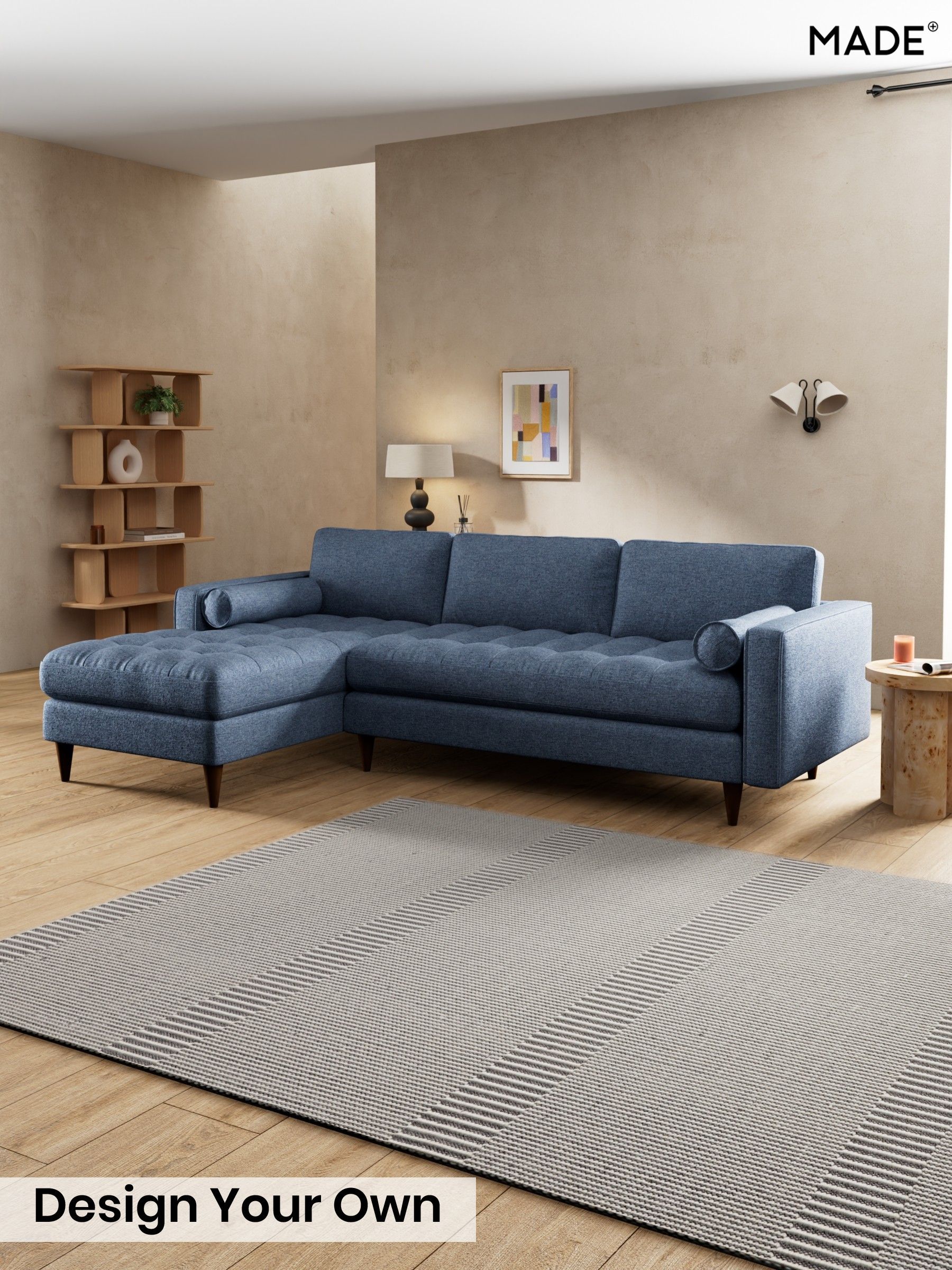 Boucle Textured Weave/Slate Blue - Scott By Made