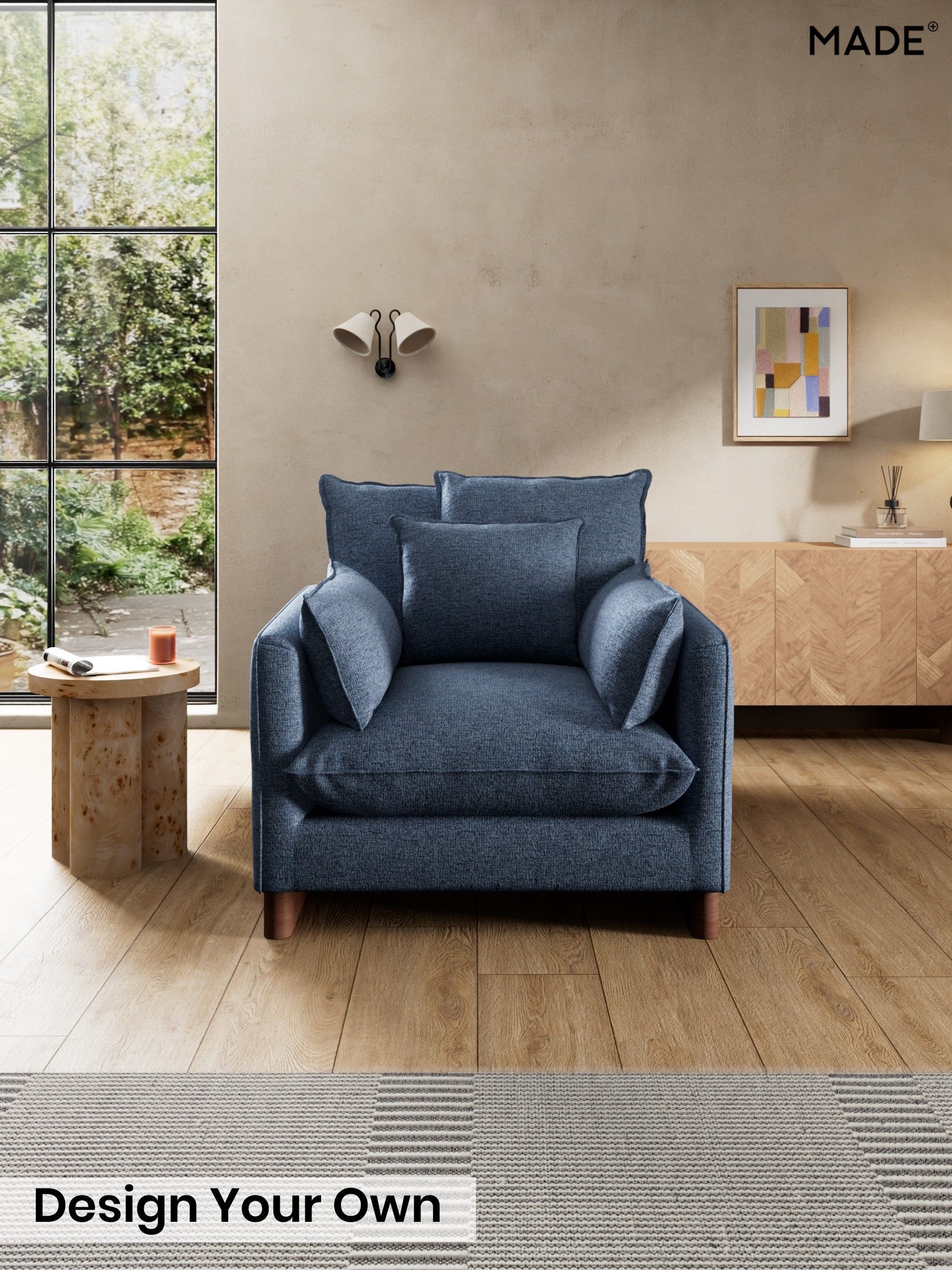 Boucle Textured Weave/Slate Blue - Whitby Scatter Back By Made