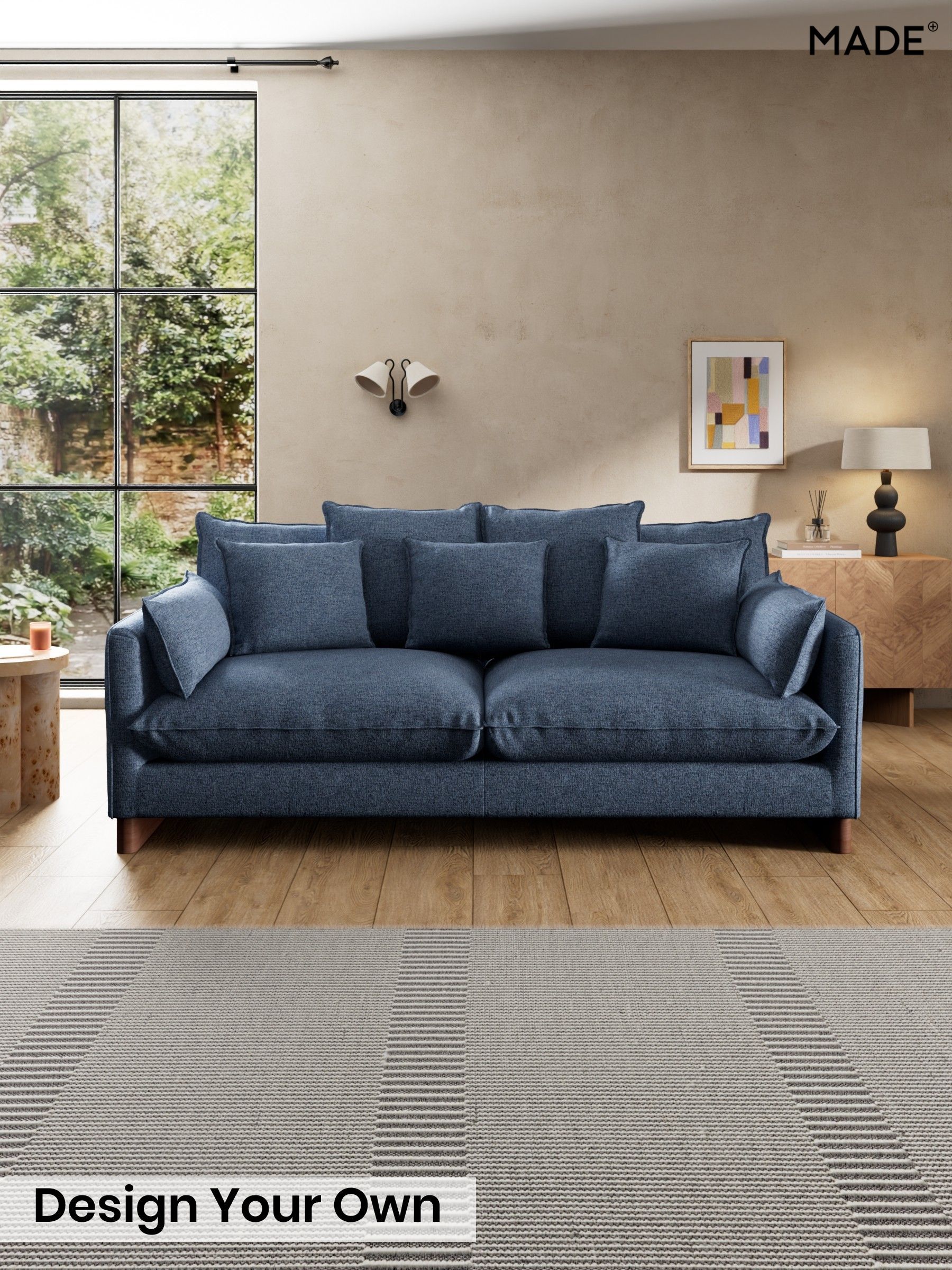 Boucle Textured Weave/Slate Blue - Whitby Scatter Back By Made