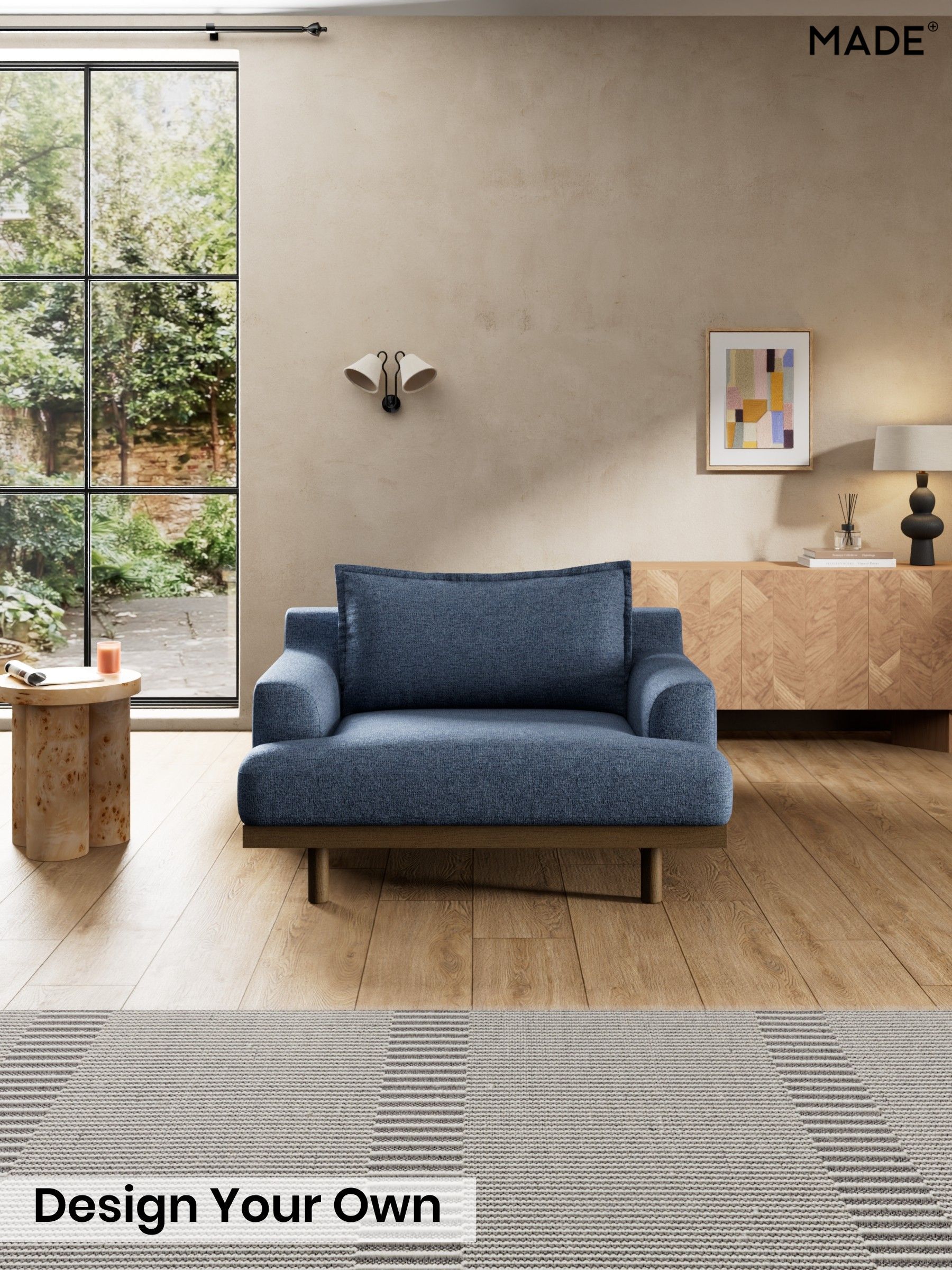 Boucle Textured Weave/Slate Blue - Turin By Made