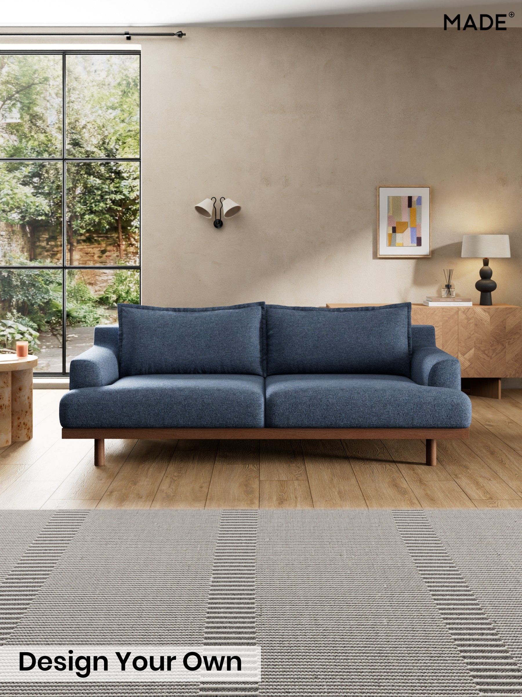 Boucle Textured Weave/Slate Blue - Turin By Made