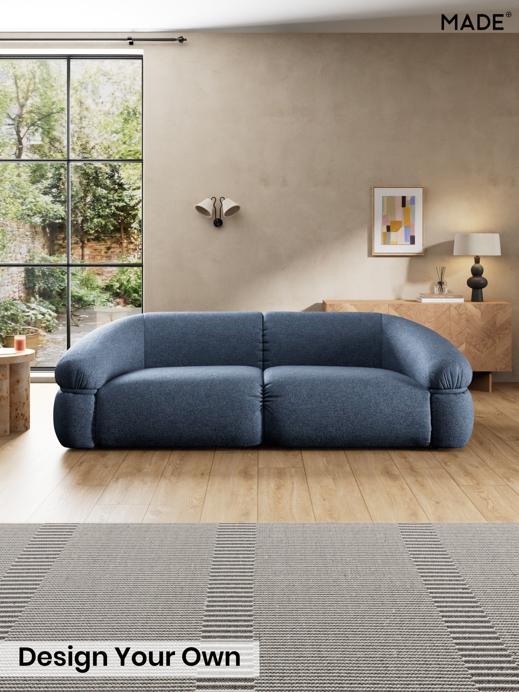 Boucle Textured Weave/Slate Blue - Soma By Made