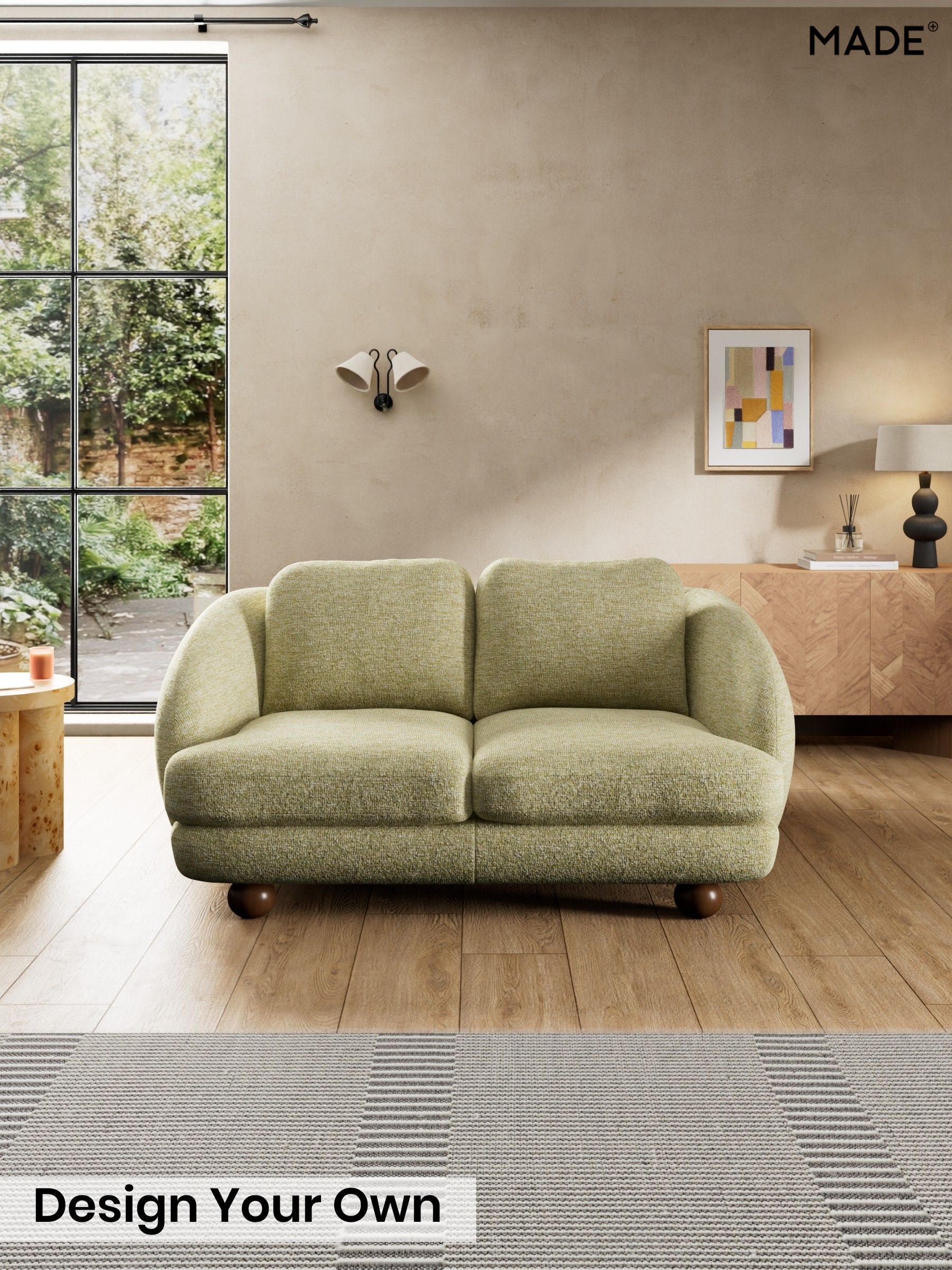 Boucle Textured Weave/Pale Fir Green - Madris By Made
