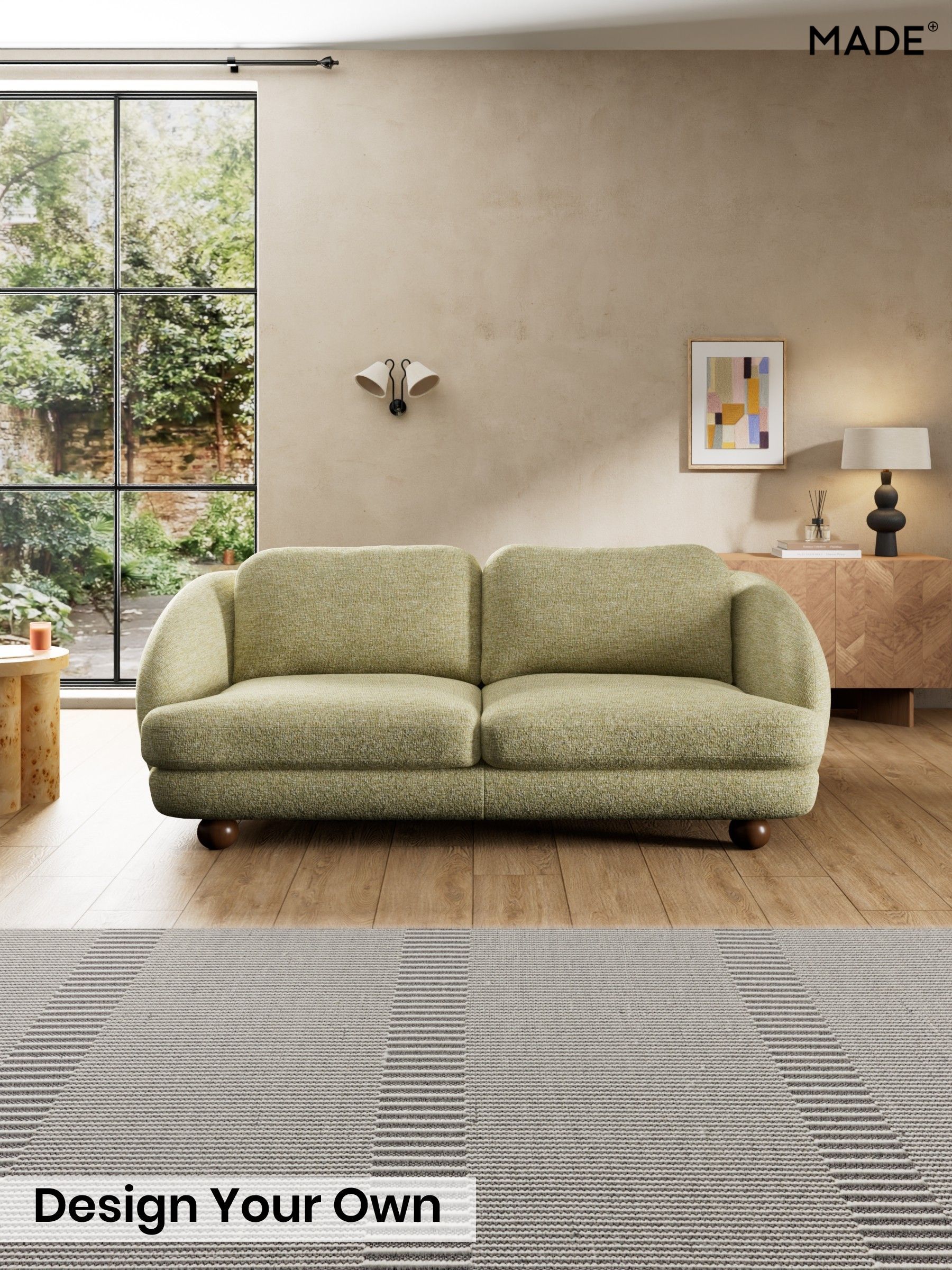 Boucle Textured Weave/Pale Fir Green - Madris By Made