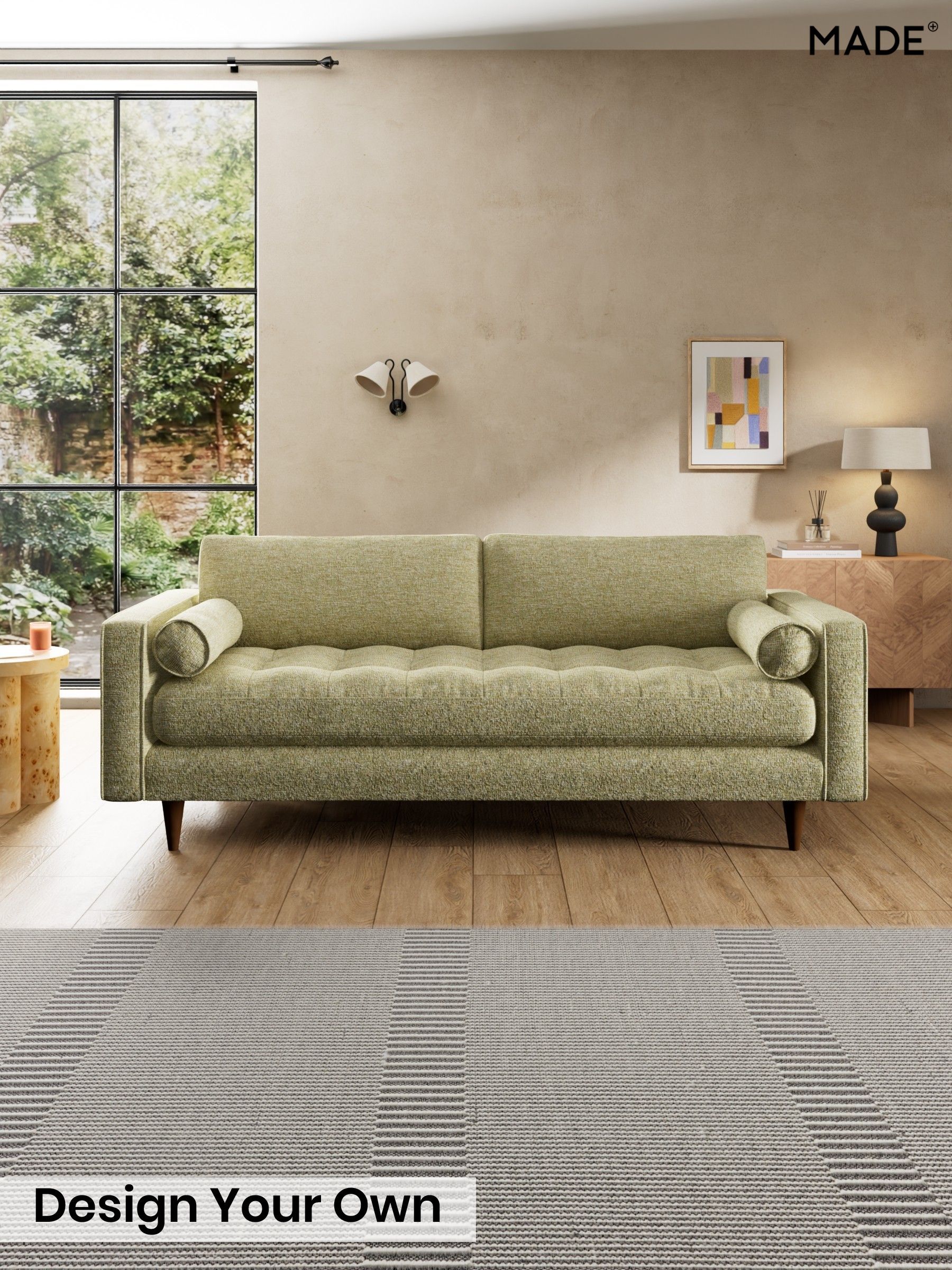 Boucle Textured Weave/Pale Fir Green - Scott By Made
