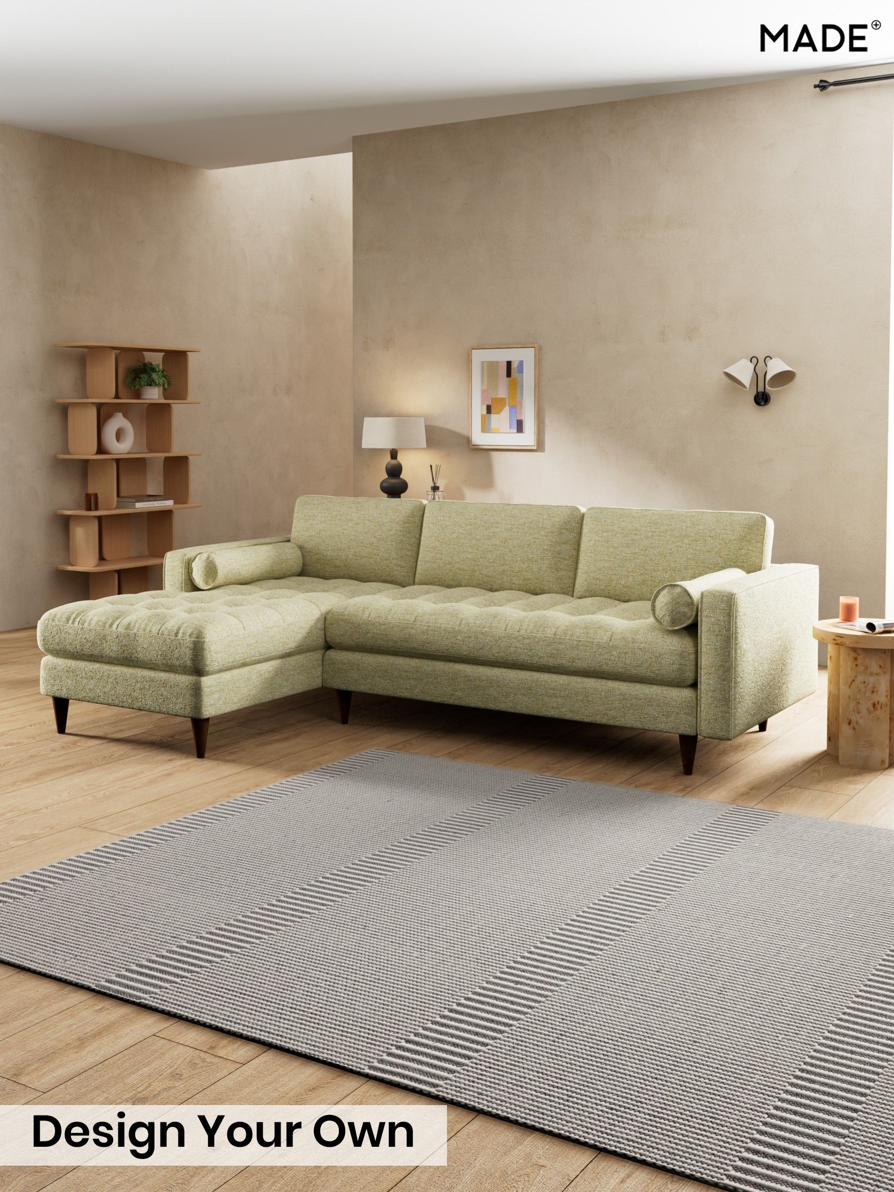 Boucle Textured Weave/Pale Fir Green - Scott By Made