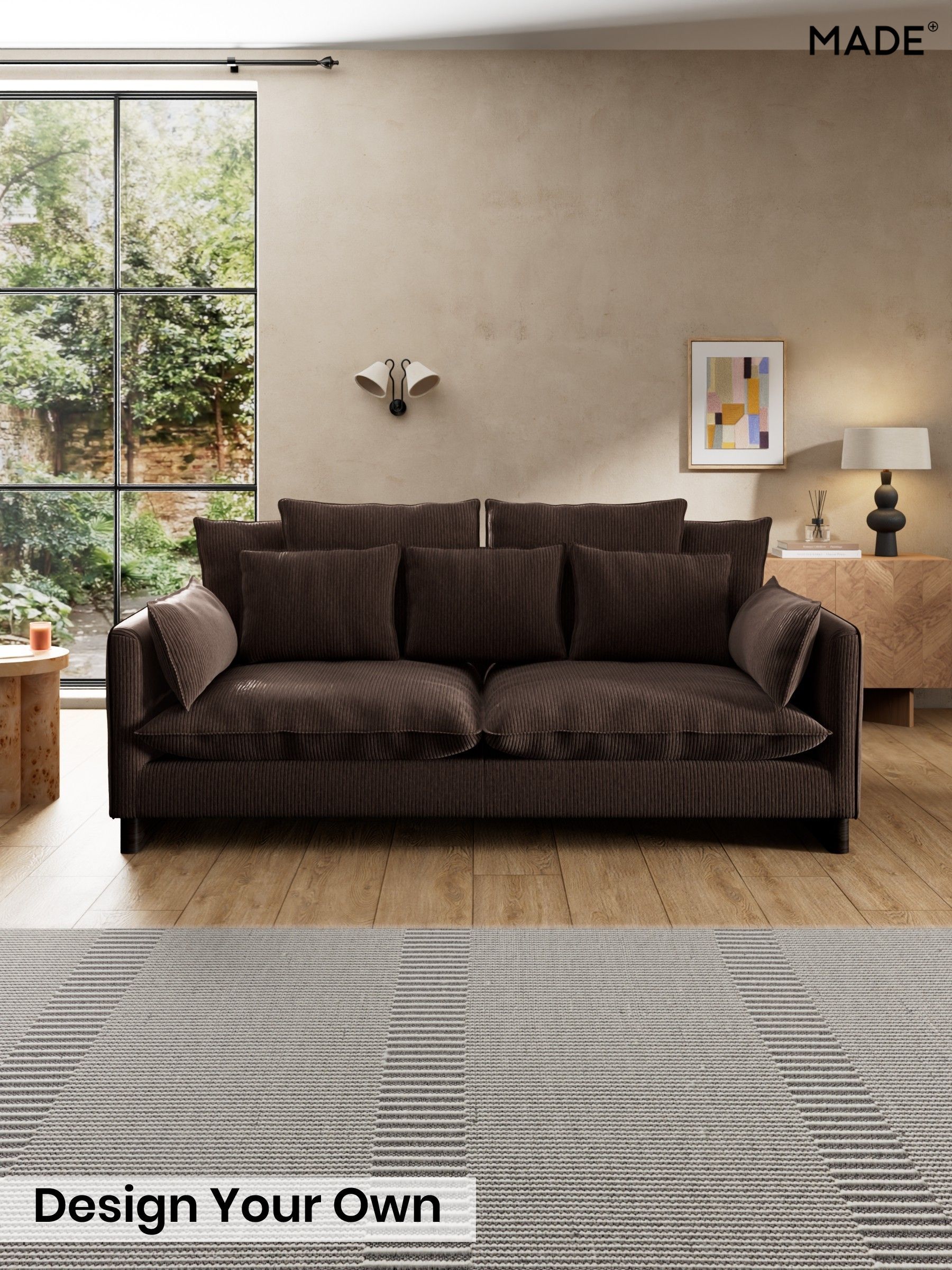 Matt Corduroy/Chocolate Brown - Whitby Scatter Back By Made