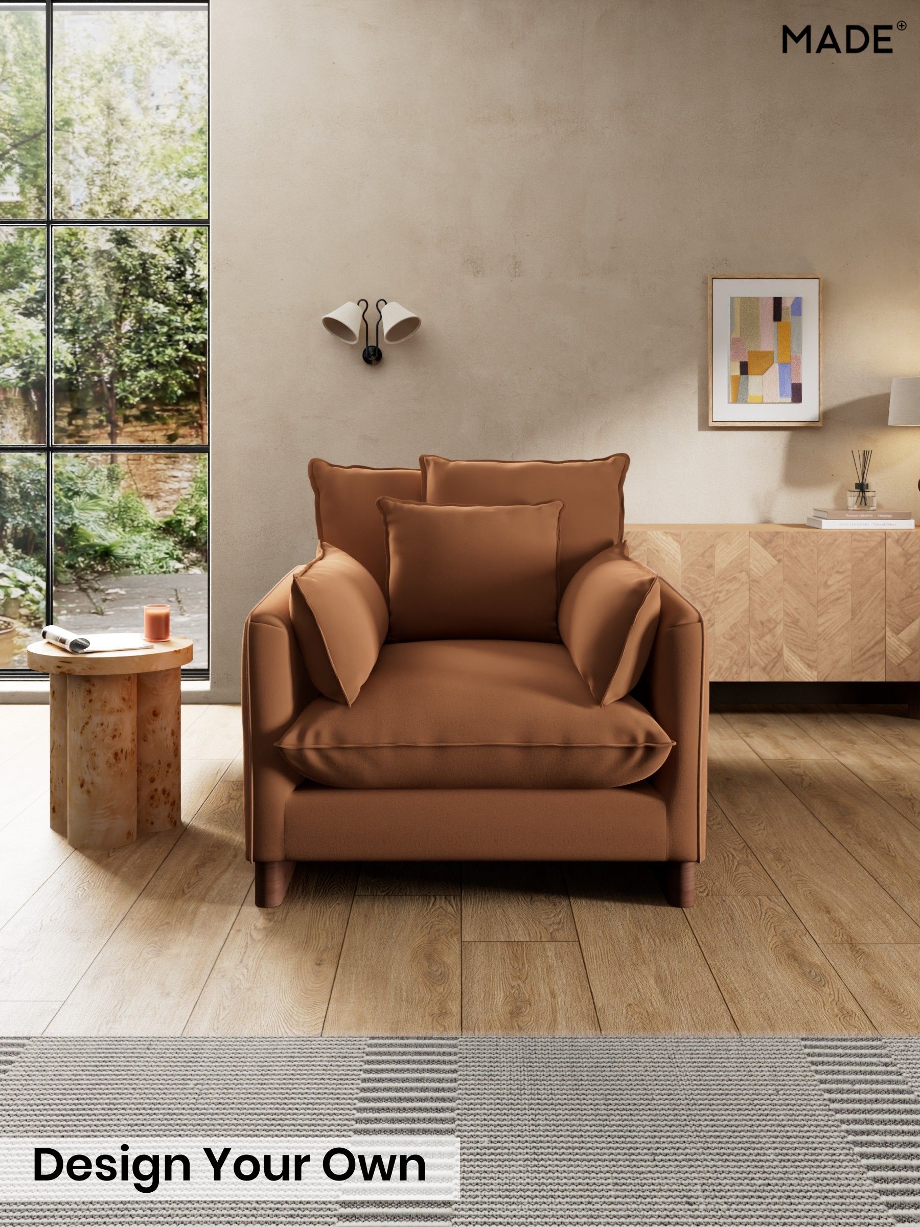Matt Velvet Easy Clean/Fawn Truffle Natural - Whitby Scatter Back By Made