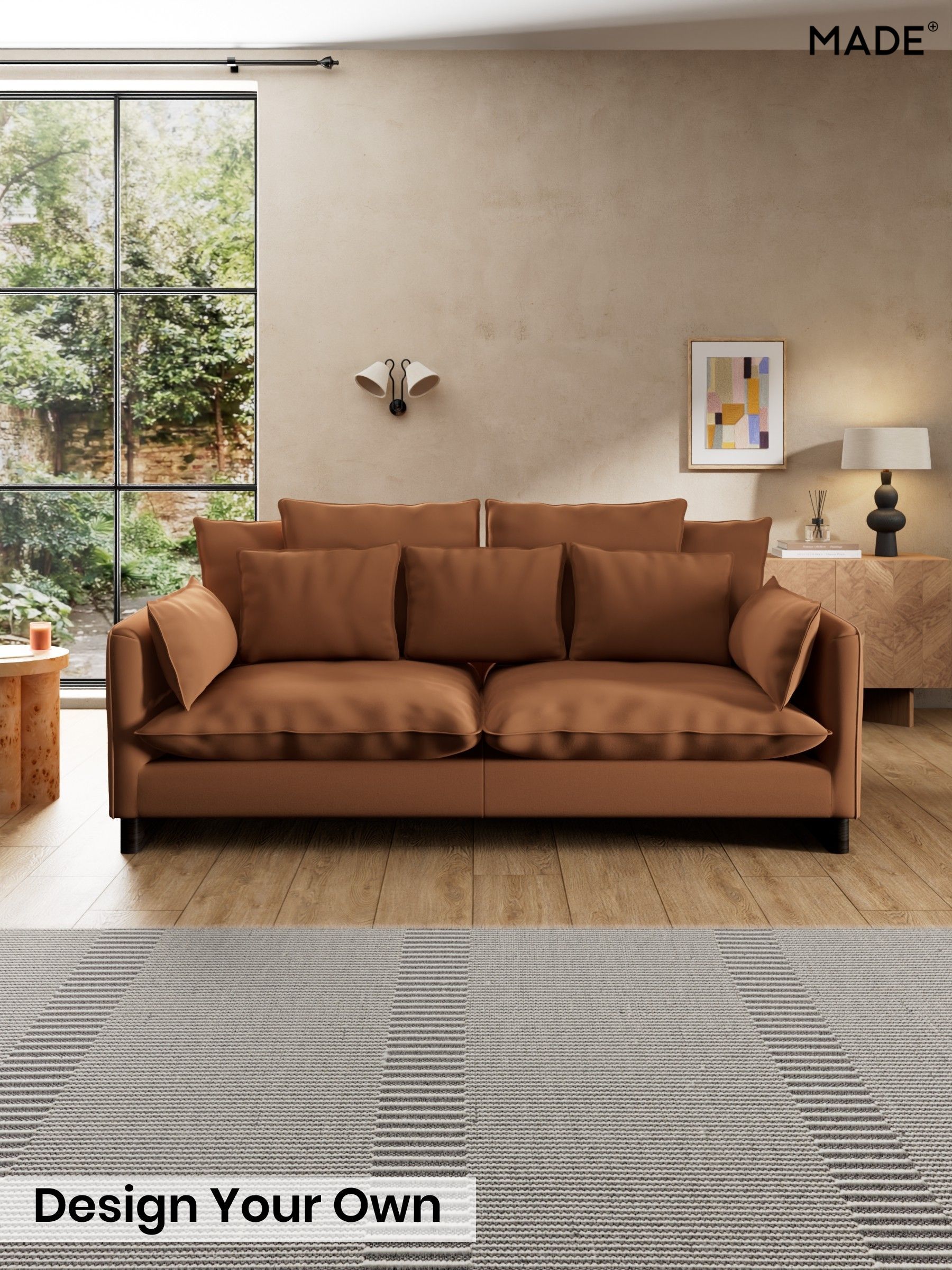 Matt Velvet Easy Clean/Fawn Truffle Natural - Whitby Scatter Back By Made