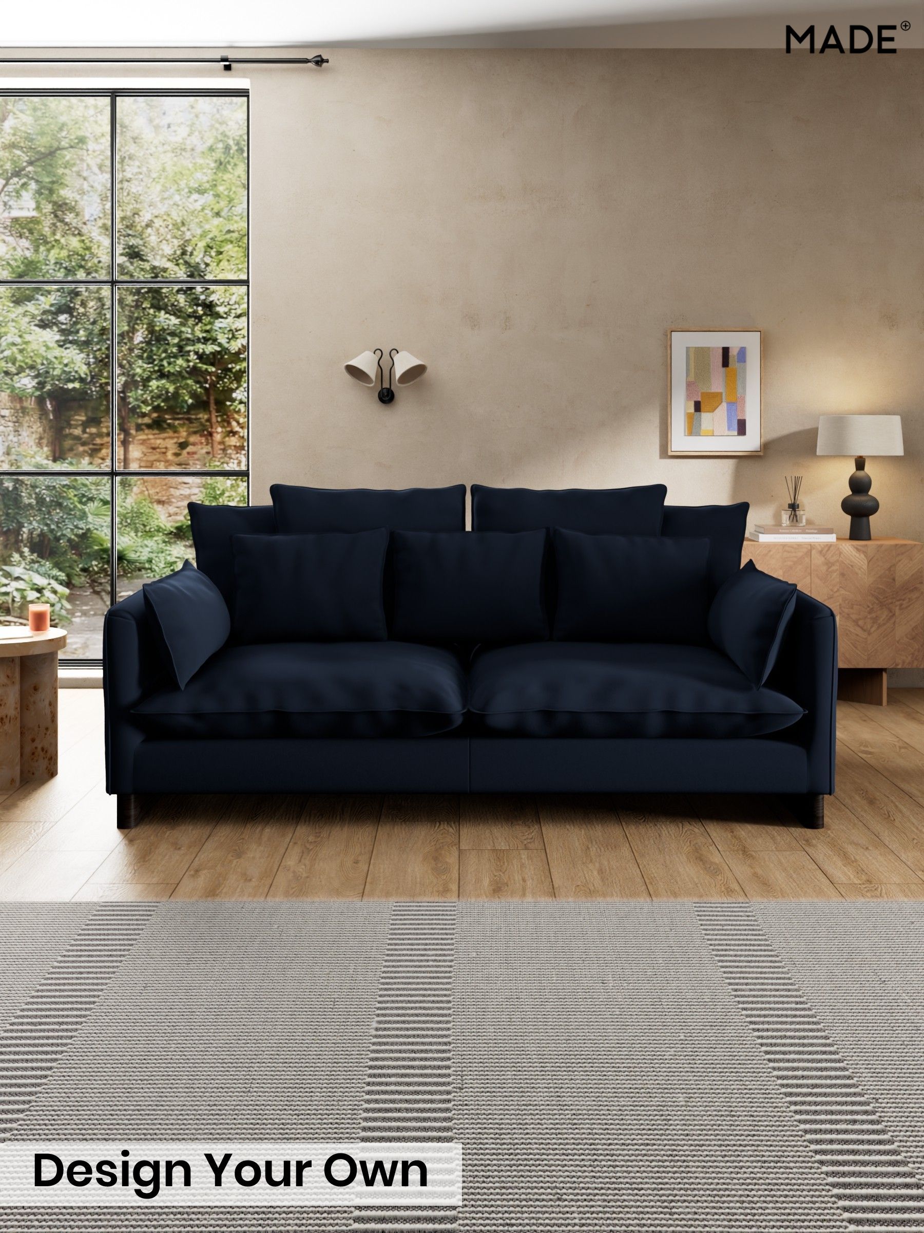 Matt Velvet Easy Clean/Dark Navy Blue - Whitby Scatter Back By Made