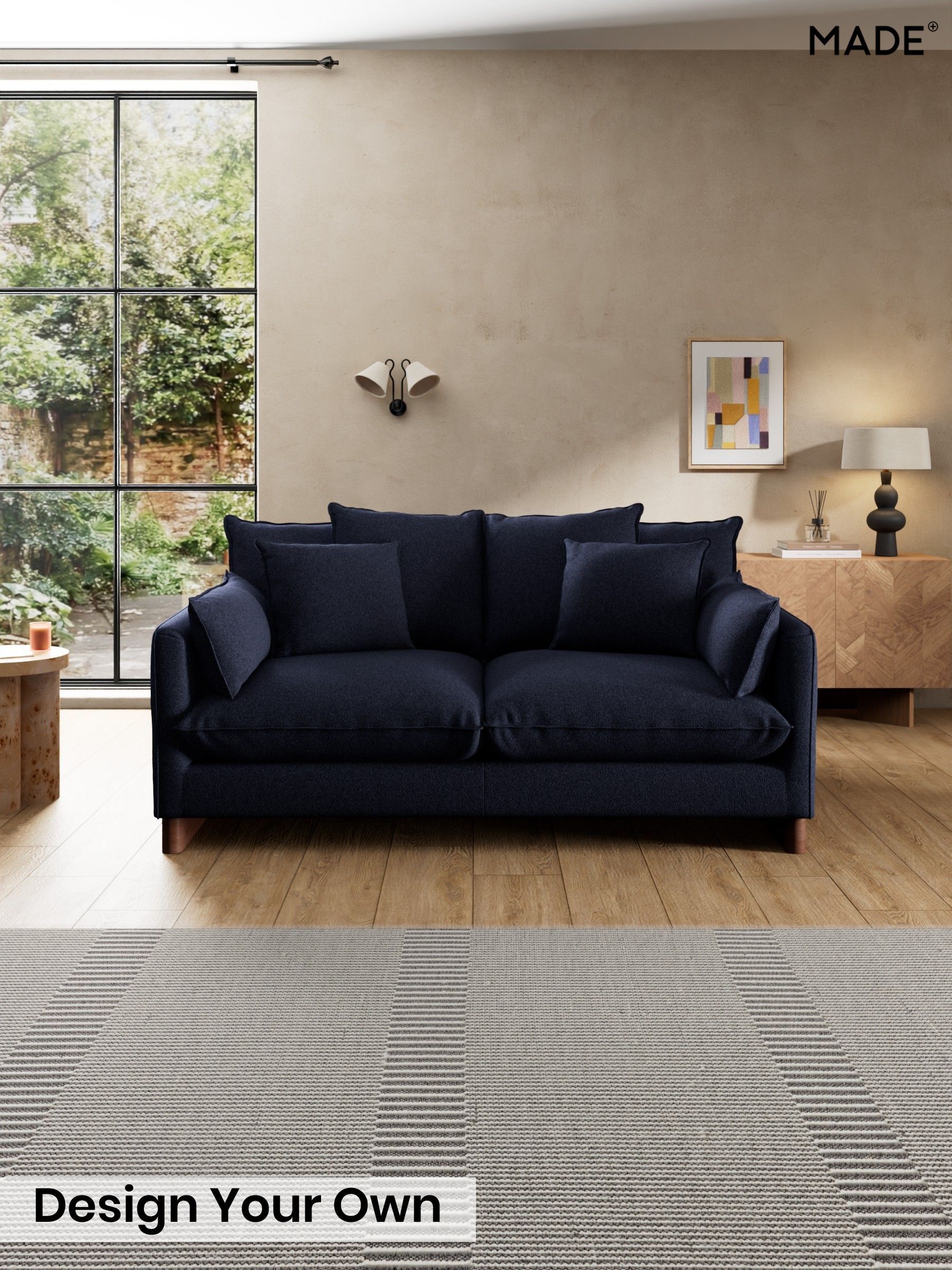 Soft Touch Boucle/Navy Blue - Whitby Scatter Back By Made