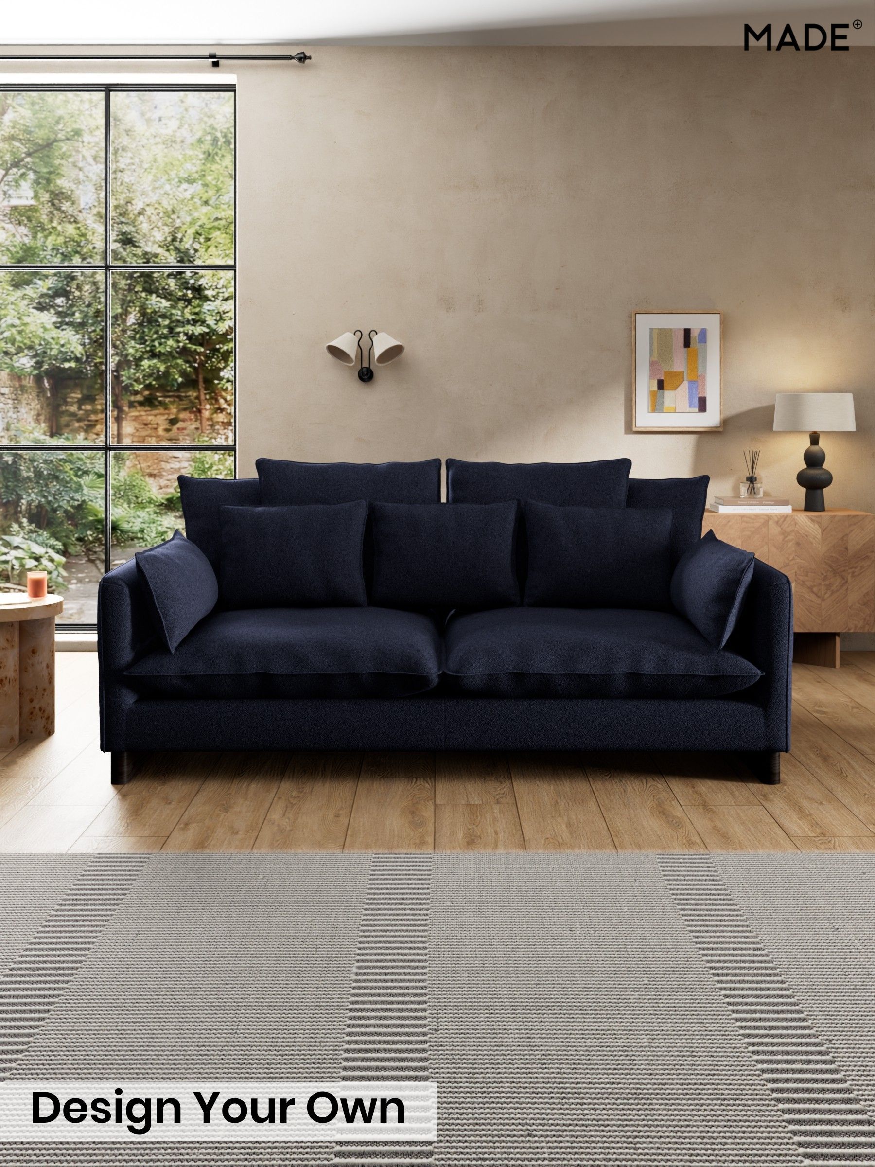 Soft Touch Boucle/Navy Blue - Whitby Scatter Back By Made