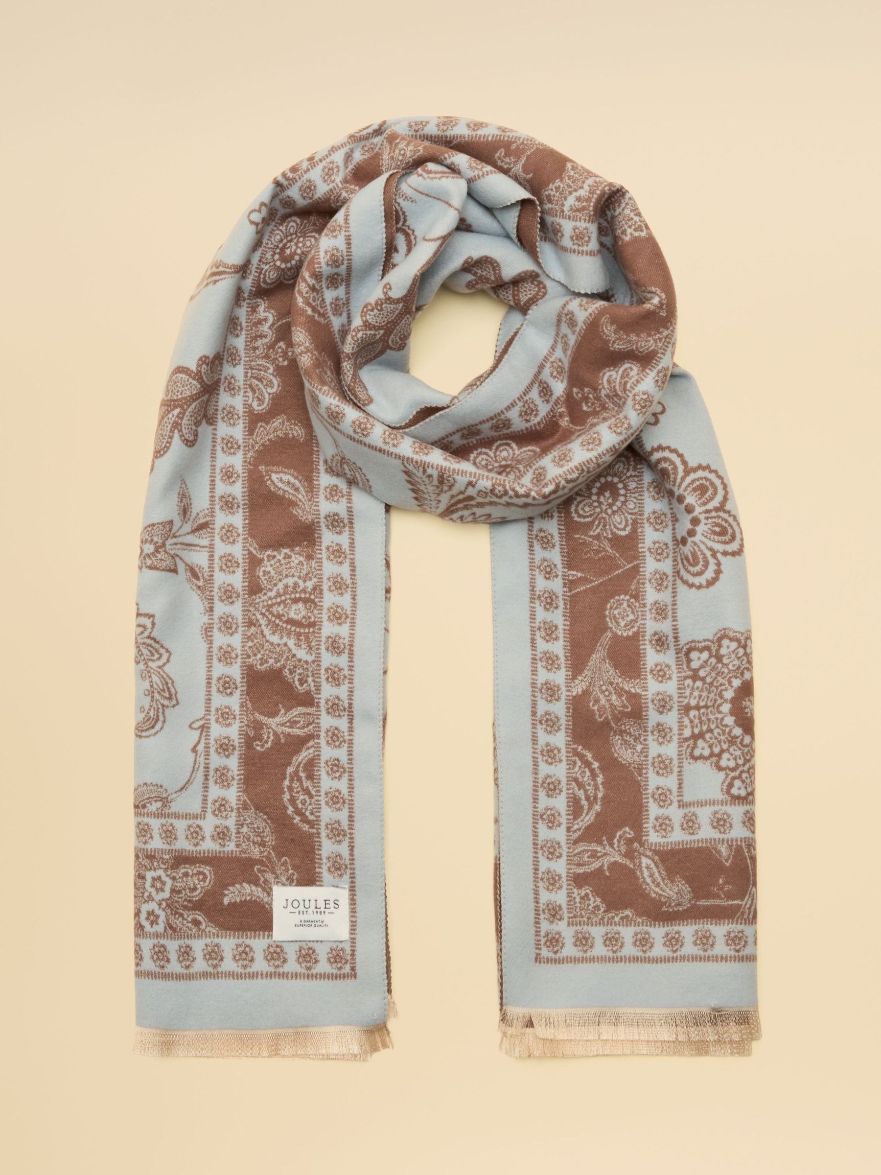 Blue Brown Floral - Scarf