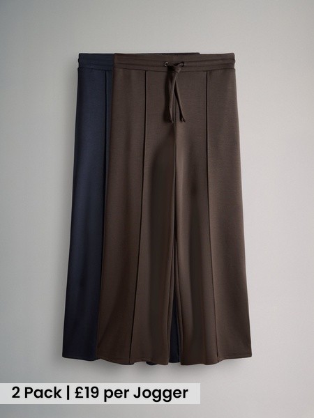 Navy Blue/Chocolate Brown Modal Straight Leg Joggers 2 Pack (G53202) | £38