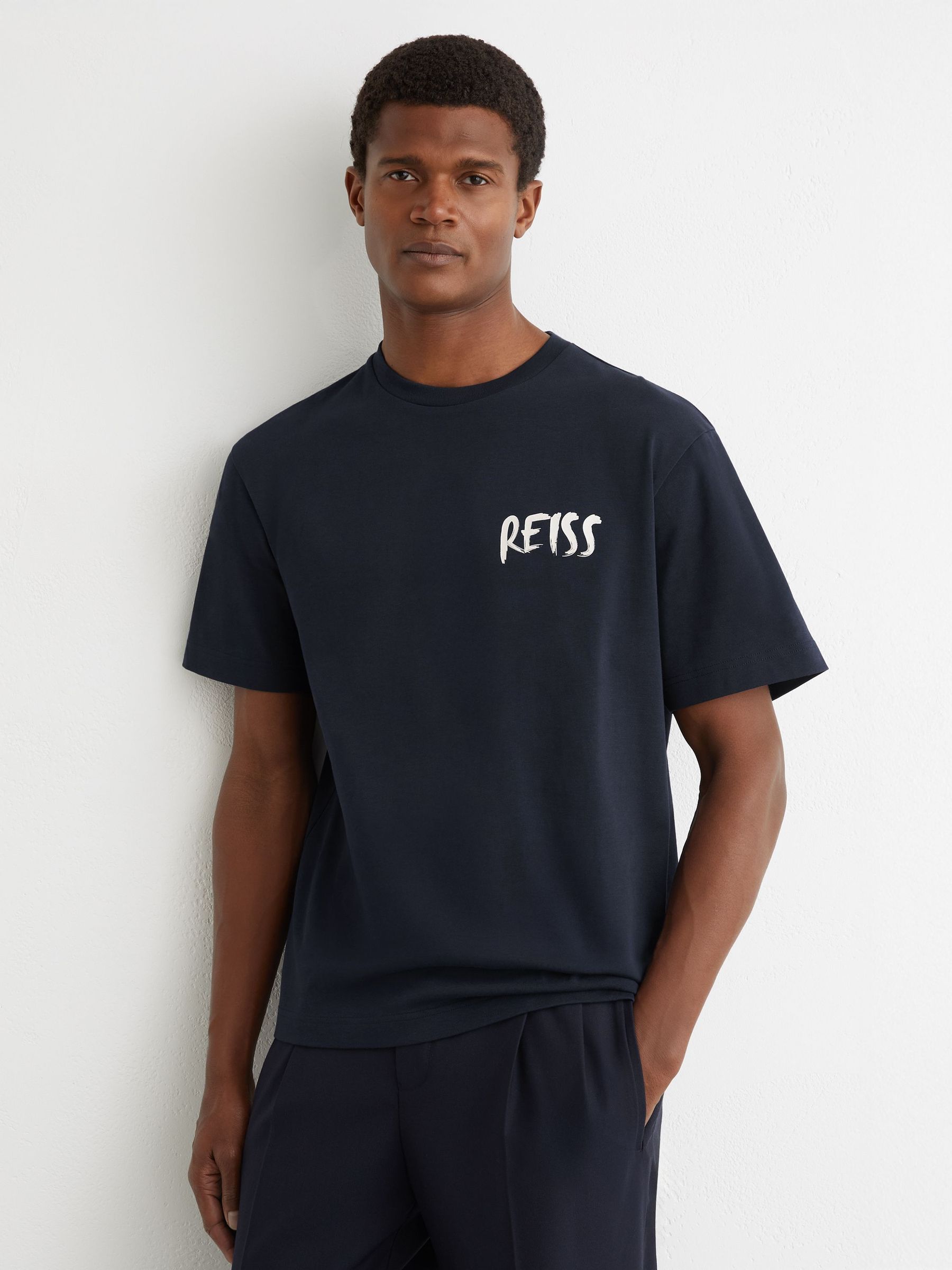 Cotton Logo-Print Relaxed-Fit T-Shirt in Navy (G54365) | £58