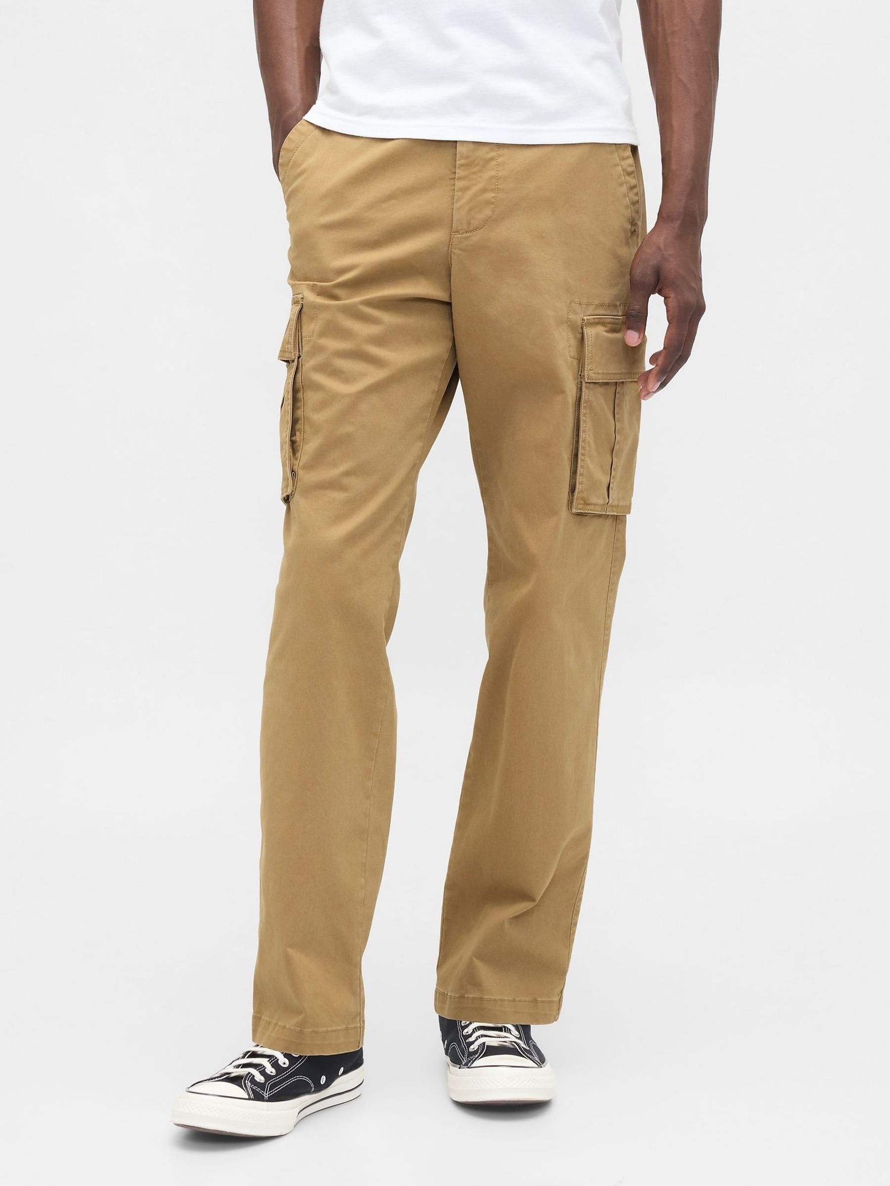 Beige Essential Straight Cargo Trousers (G54531) | £50