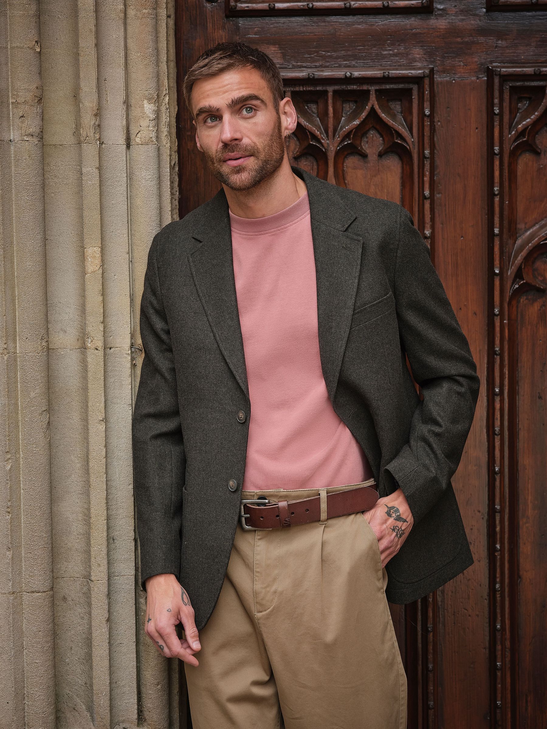 Dark Green - Regular Wool Mix Blazer