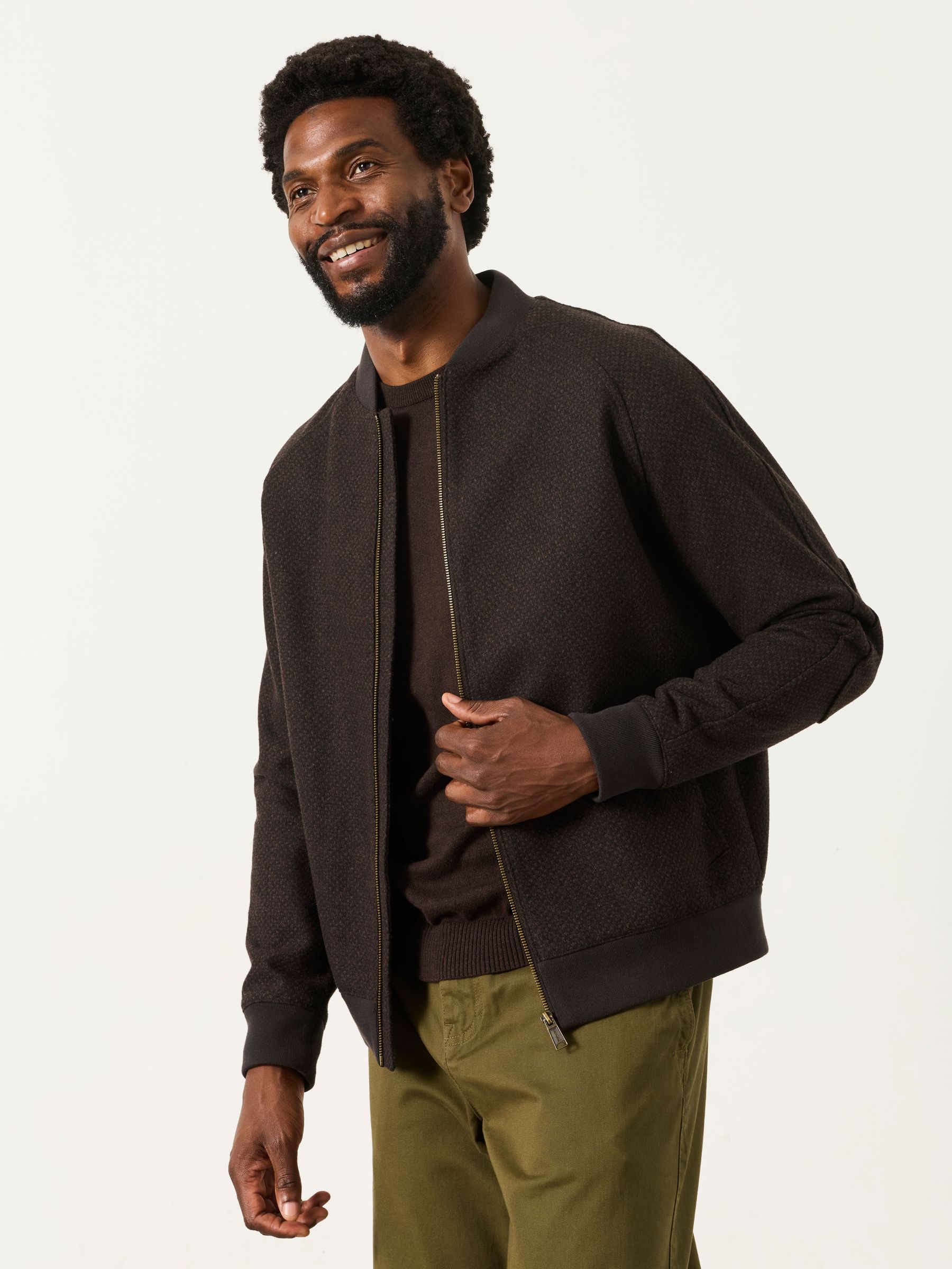Brown - Regular Wool Mix Bomber Jacket