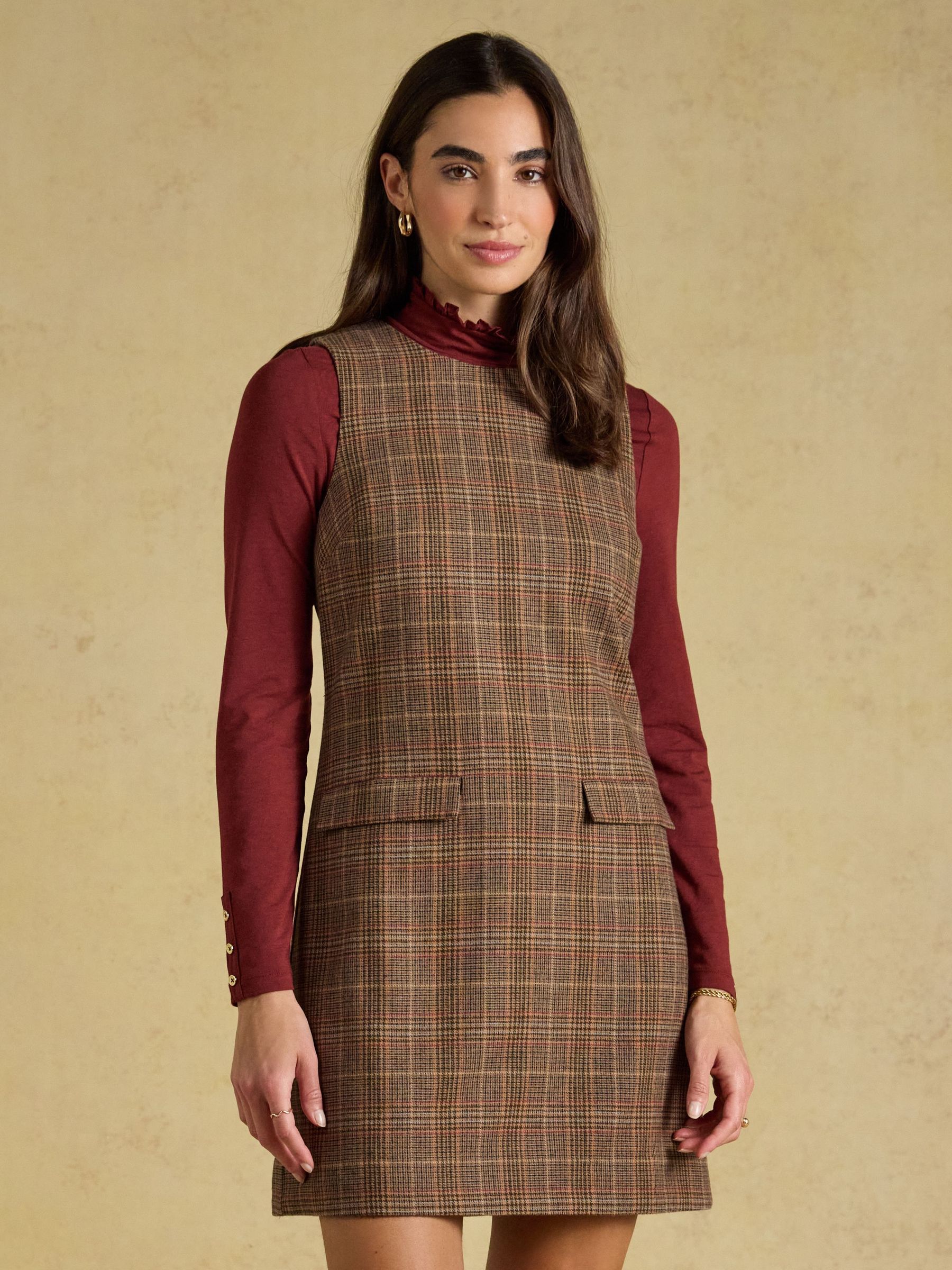 Brown Check - Tweed Shift Dress