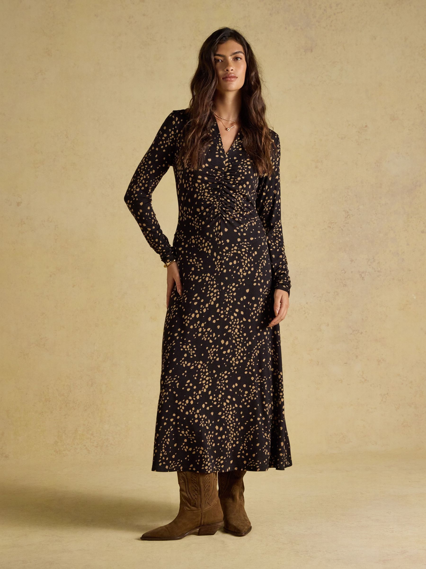 Brown Spot - Jersey Ruched Dress