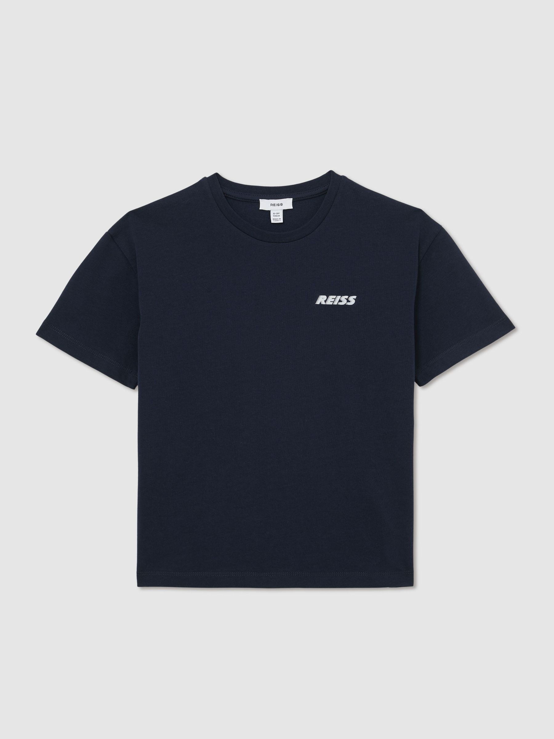13-14 yrs Cotton Logo Crew-Neck T-Shirt in Navy (G56509) | £22