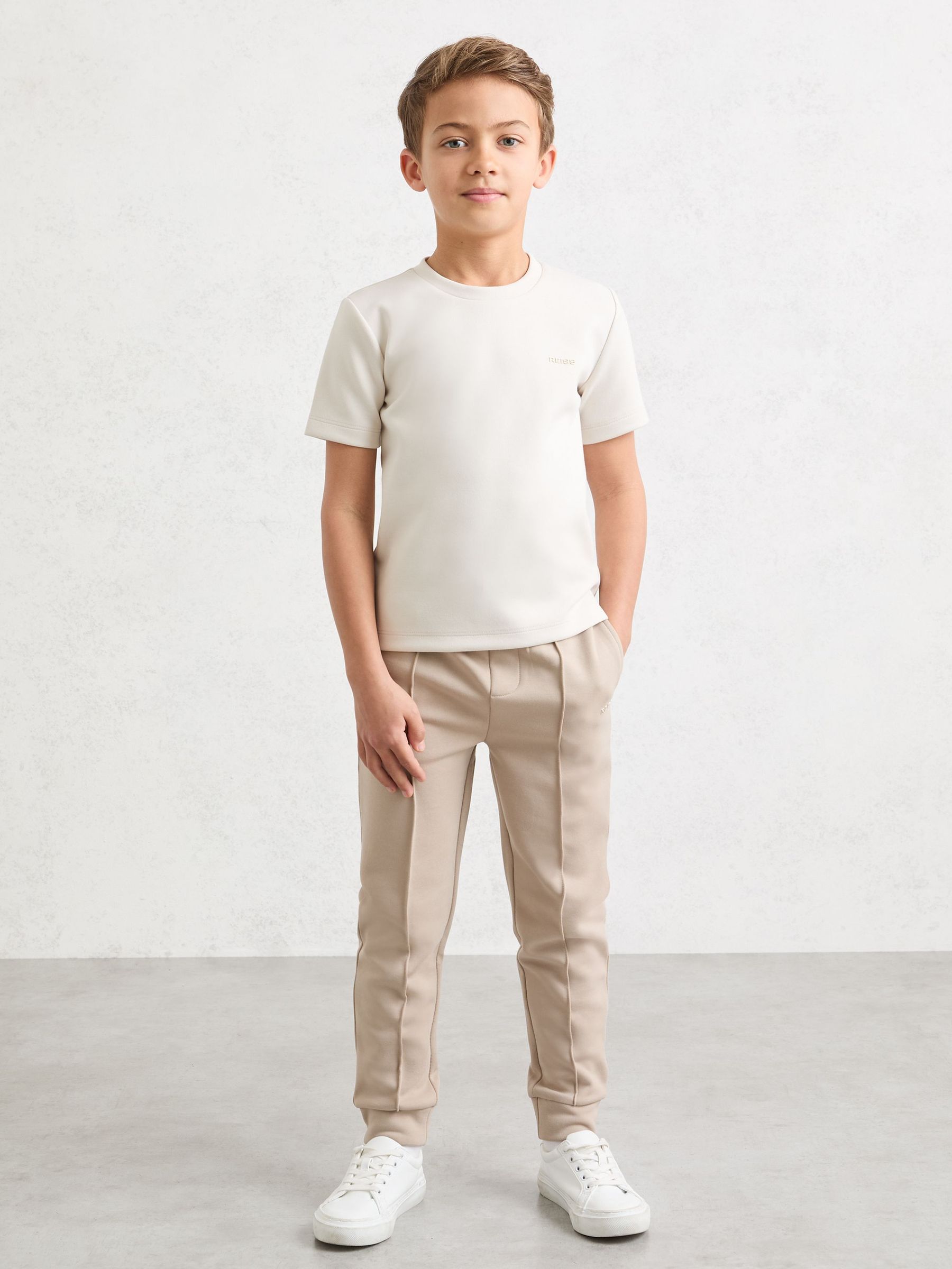 9-13 yrs Premium Interlock Logo T-Shirt in Stone (G56516) | £29