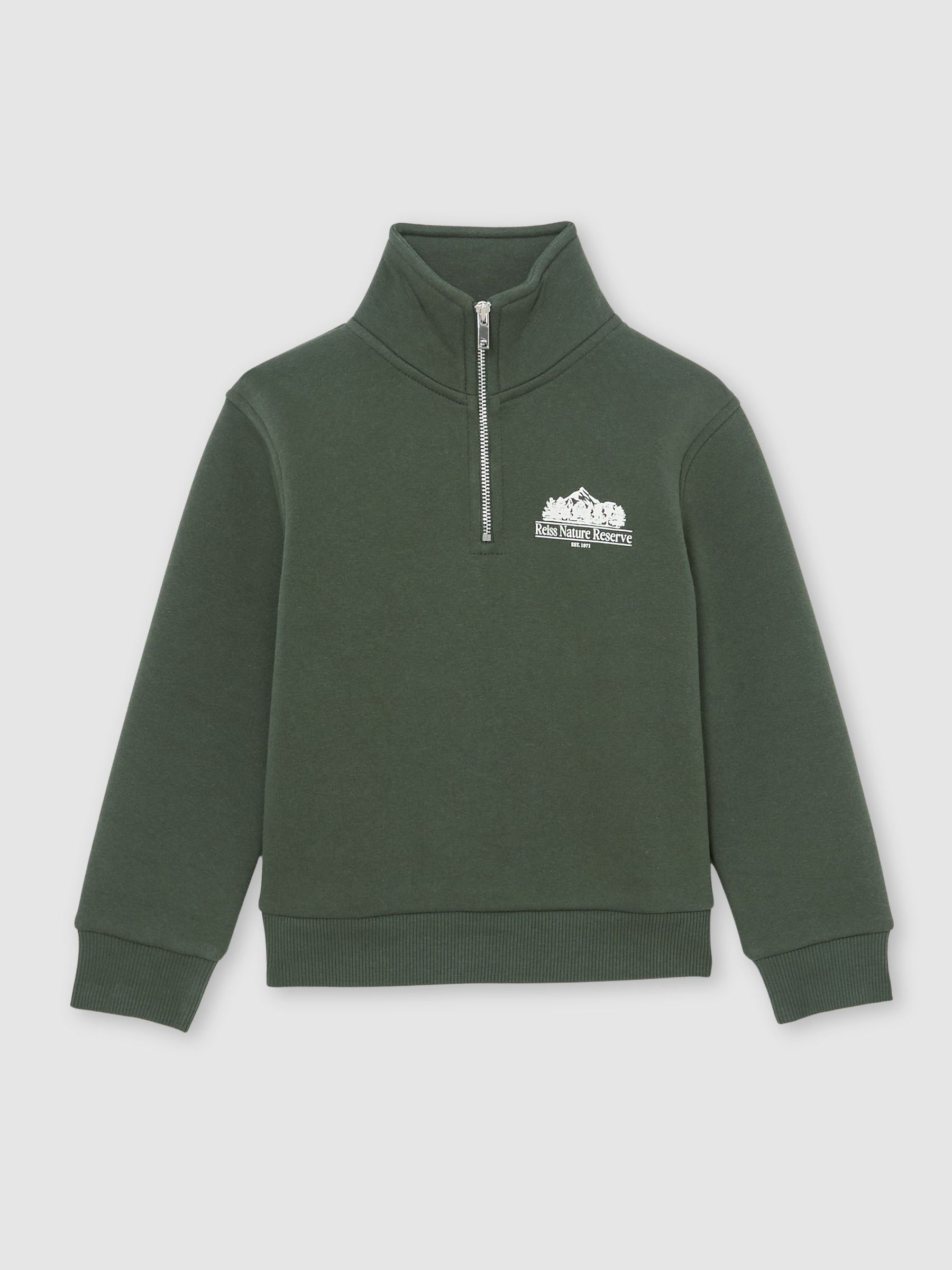 13-14 yrs Nature Reserve Half-Zip Sweatshirt Cotton-Blend in Green (G56536) | £46