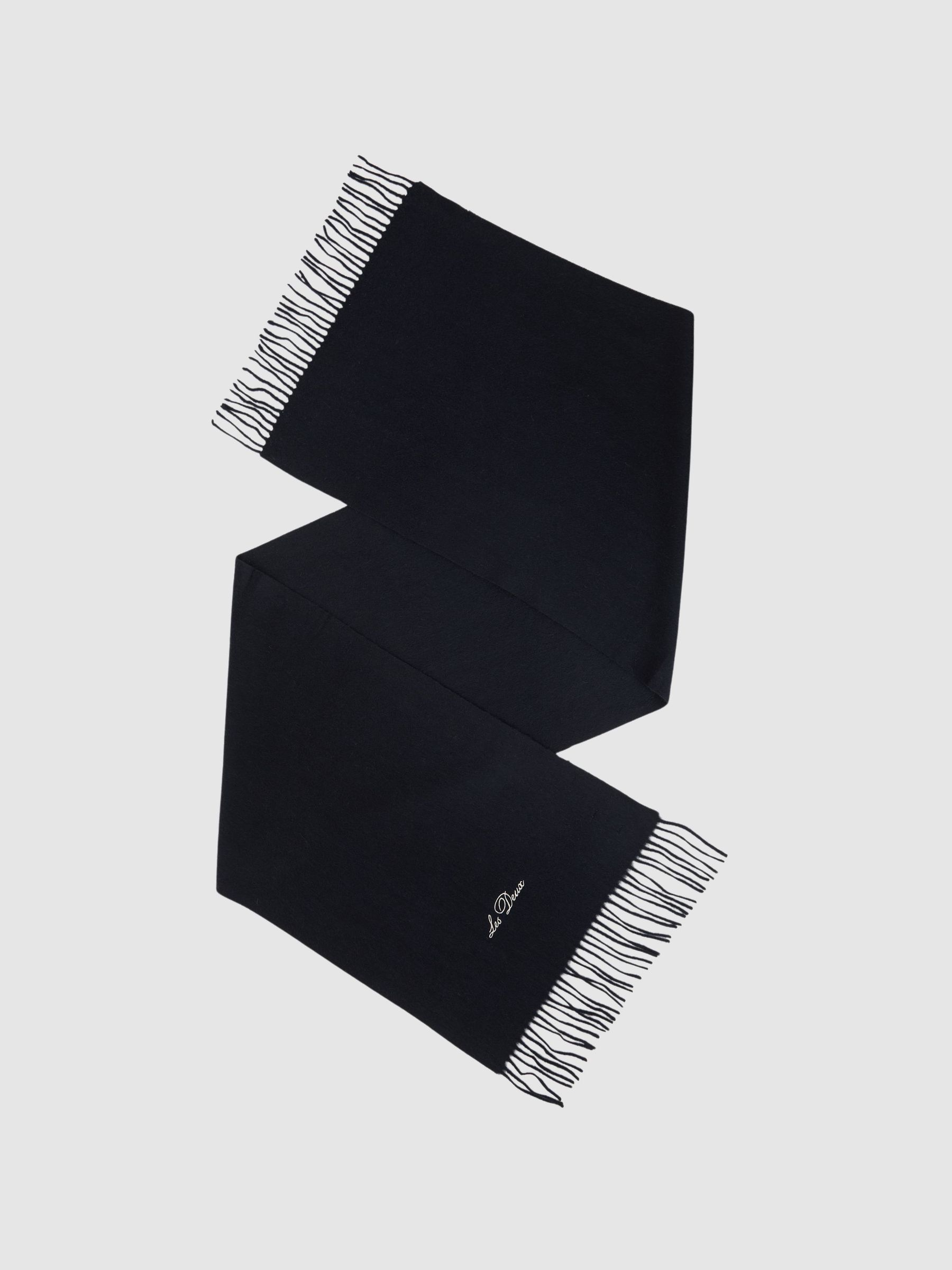 Les Deux Wool Logo-Embroidered Scarf in Dark Navy (G58206) | £69