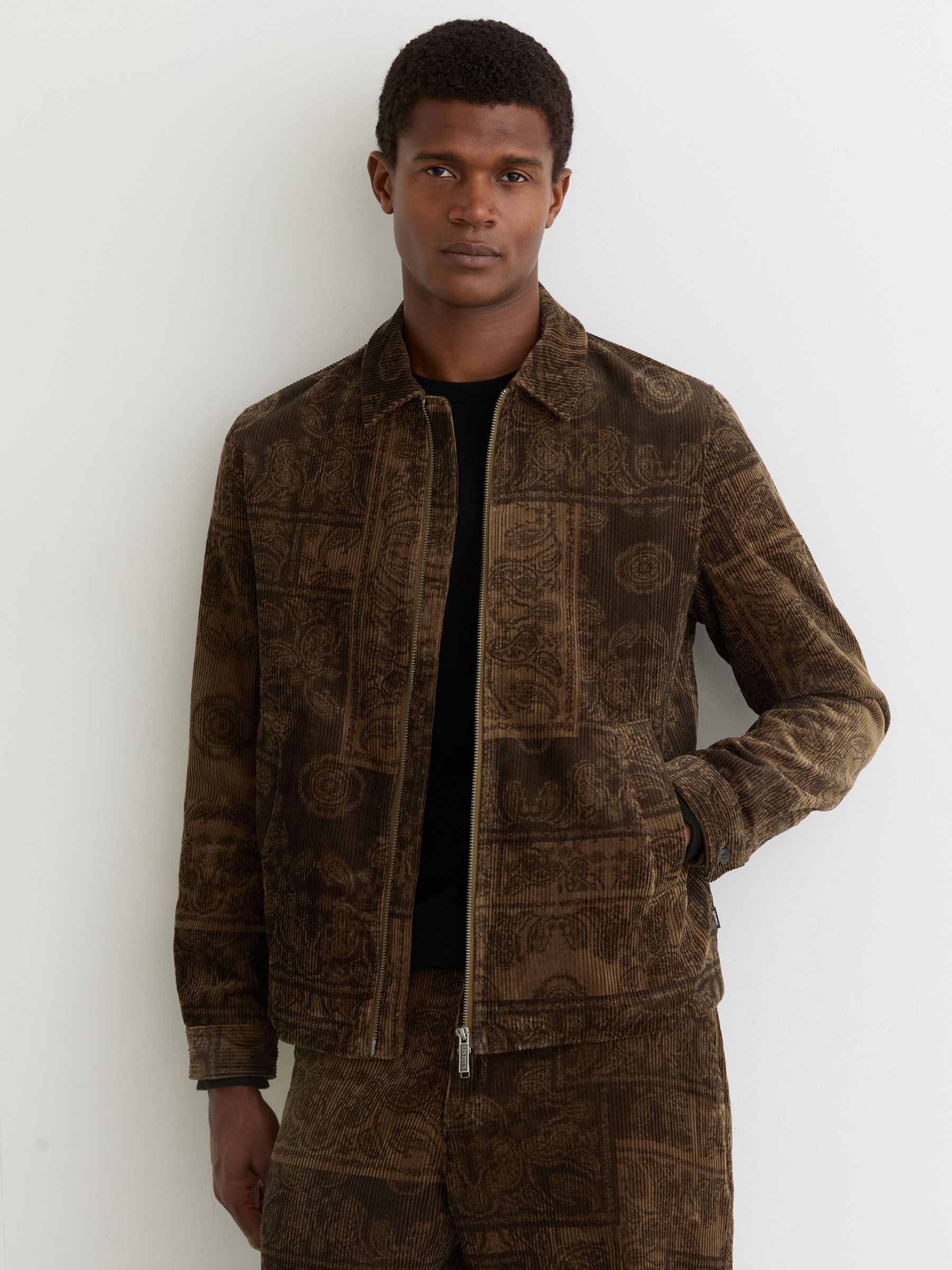 Paisley Corduroy Coach Jacket in Teak (G58246) | £219