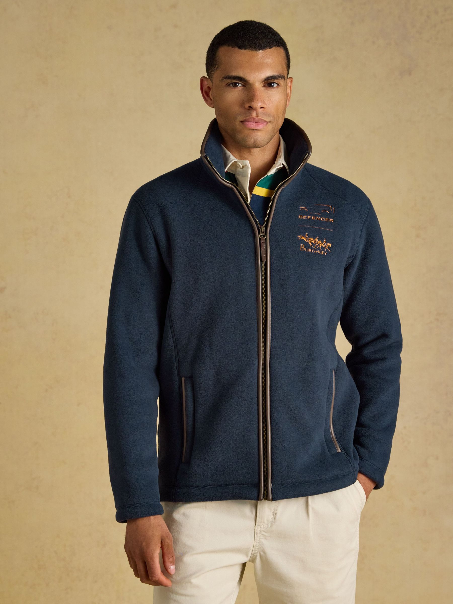 Navy - Regular Heritage Zip Through Fleece