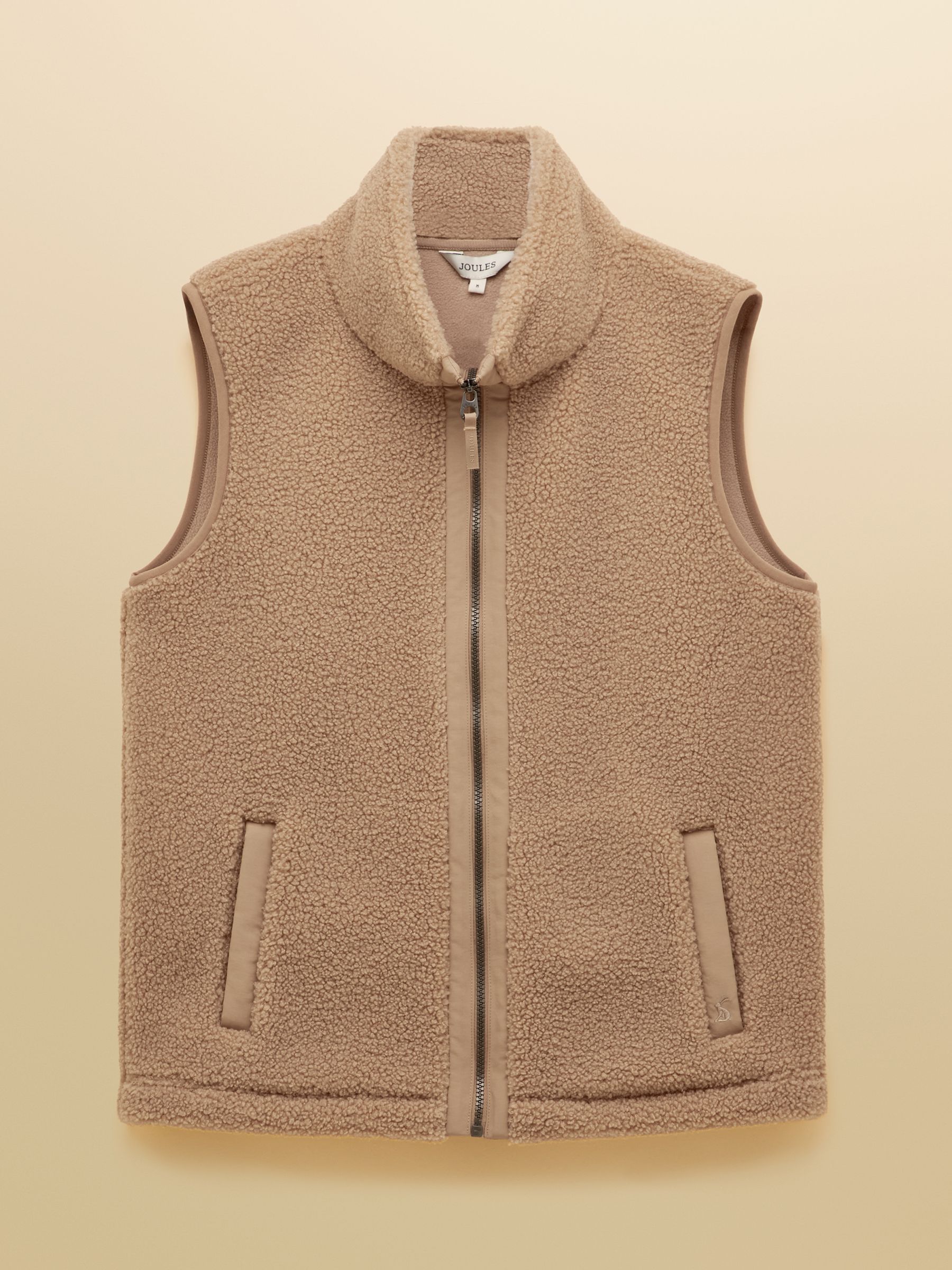 Tan Brown - Borg Zip Through Fleece Gilet