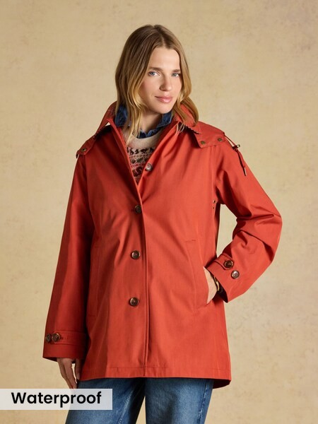 Rust Red - Waterproof Button Through Raincoat