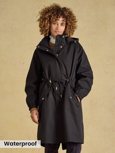 Black - Waterproof Longline Raincoat With Hood
