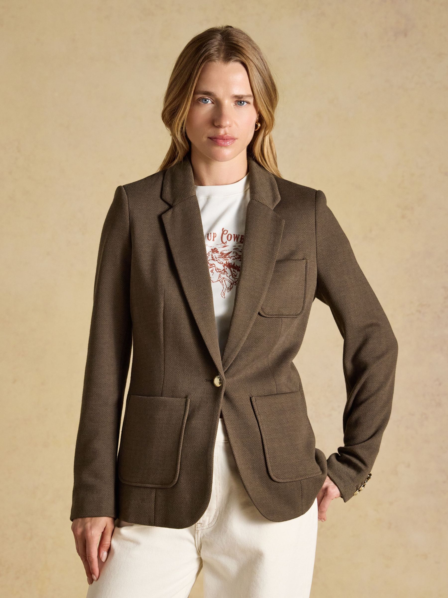 Chocolate Brown - Badged Jersey Blazer
