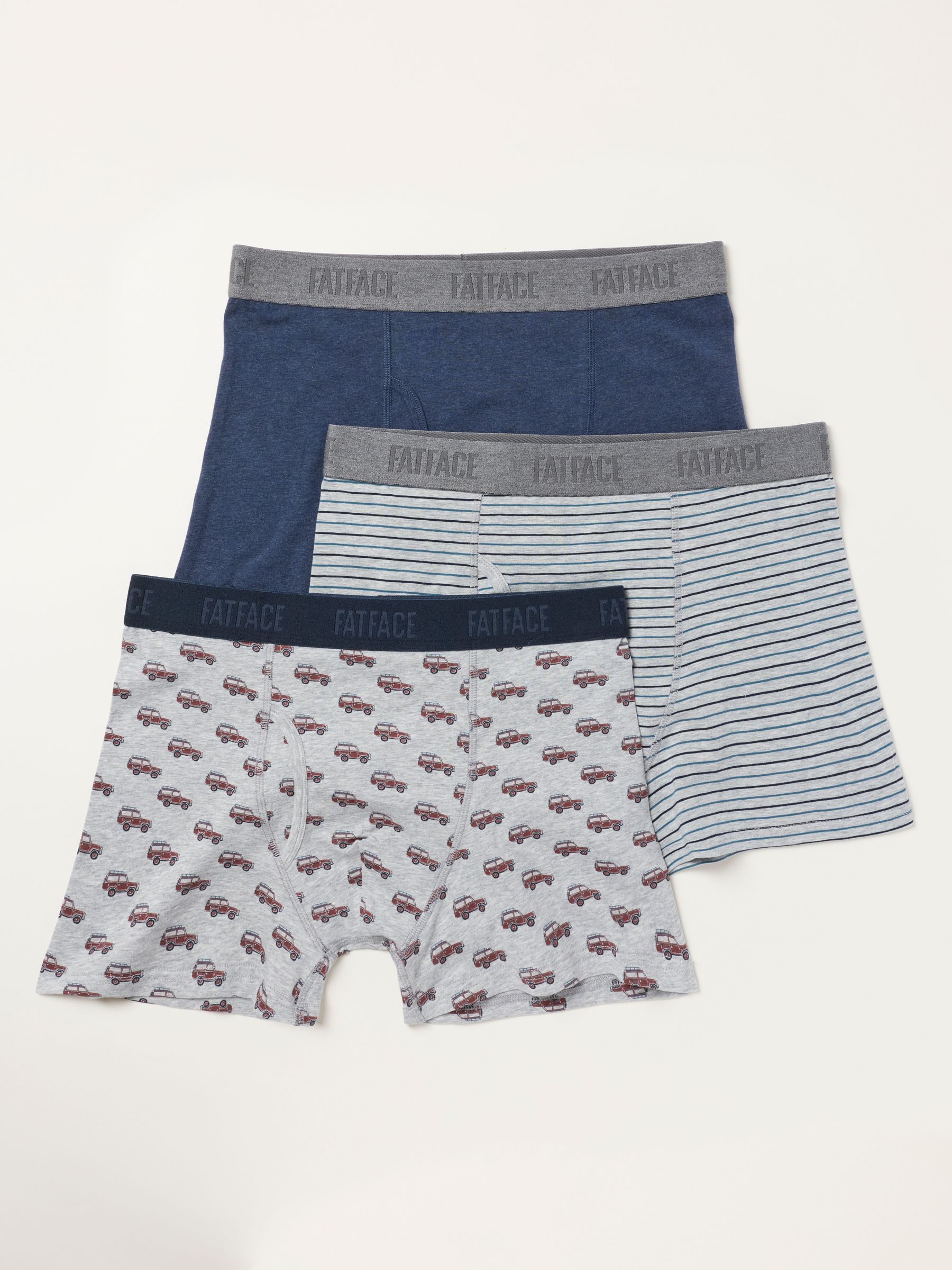 Grey - Regular 3 Pairs Of Off Roader Print Boxers