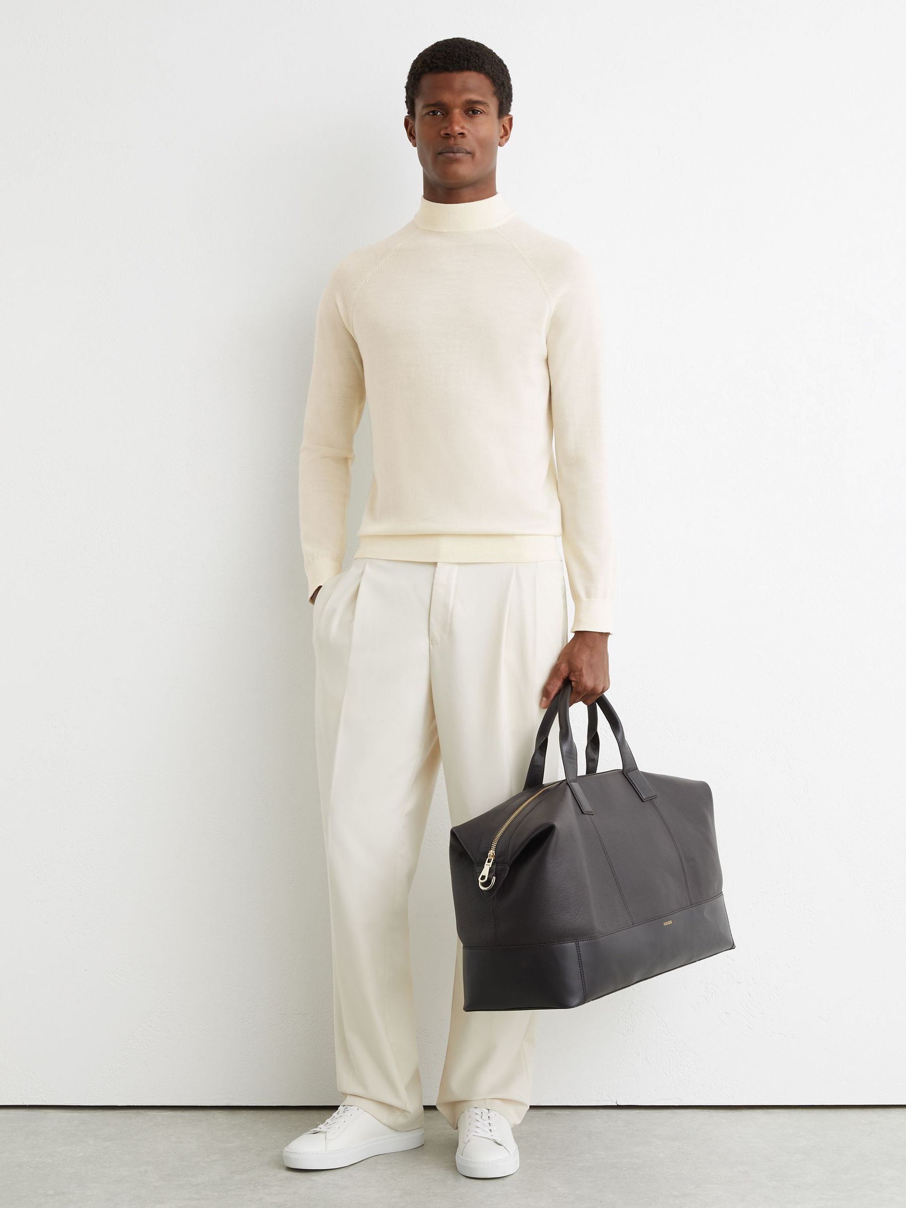 Merino Wool Mock-Neck Jumper in Bianco (G63385) | £98