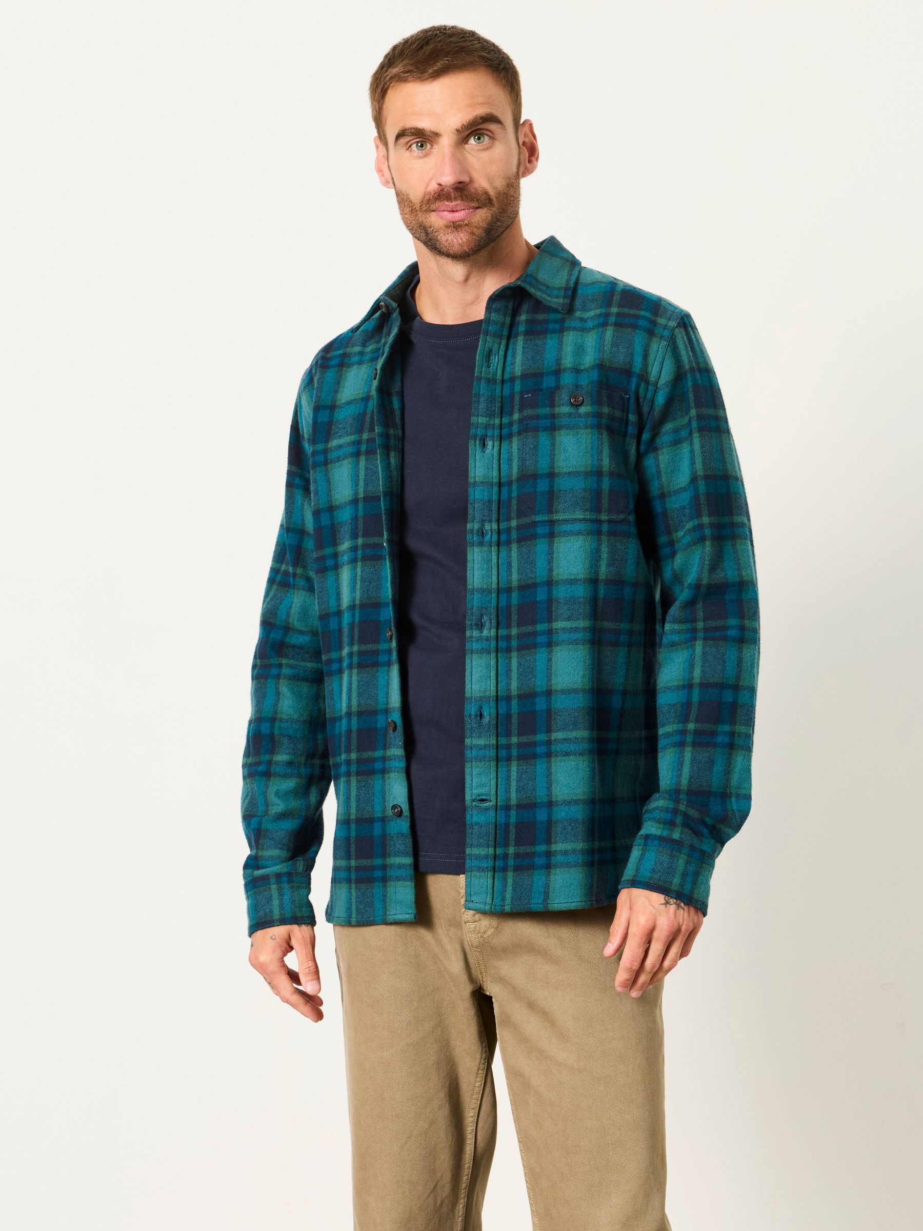 Teal Blue - Regular Long Sleeve Check Shirt