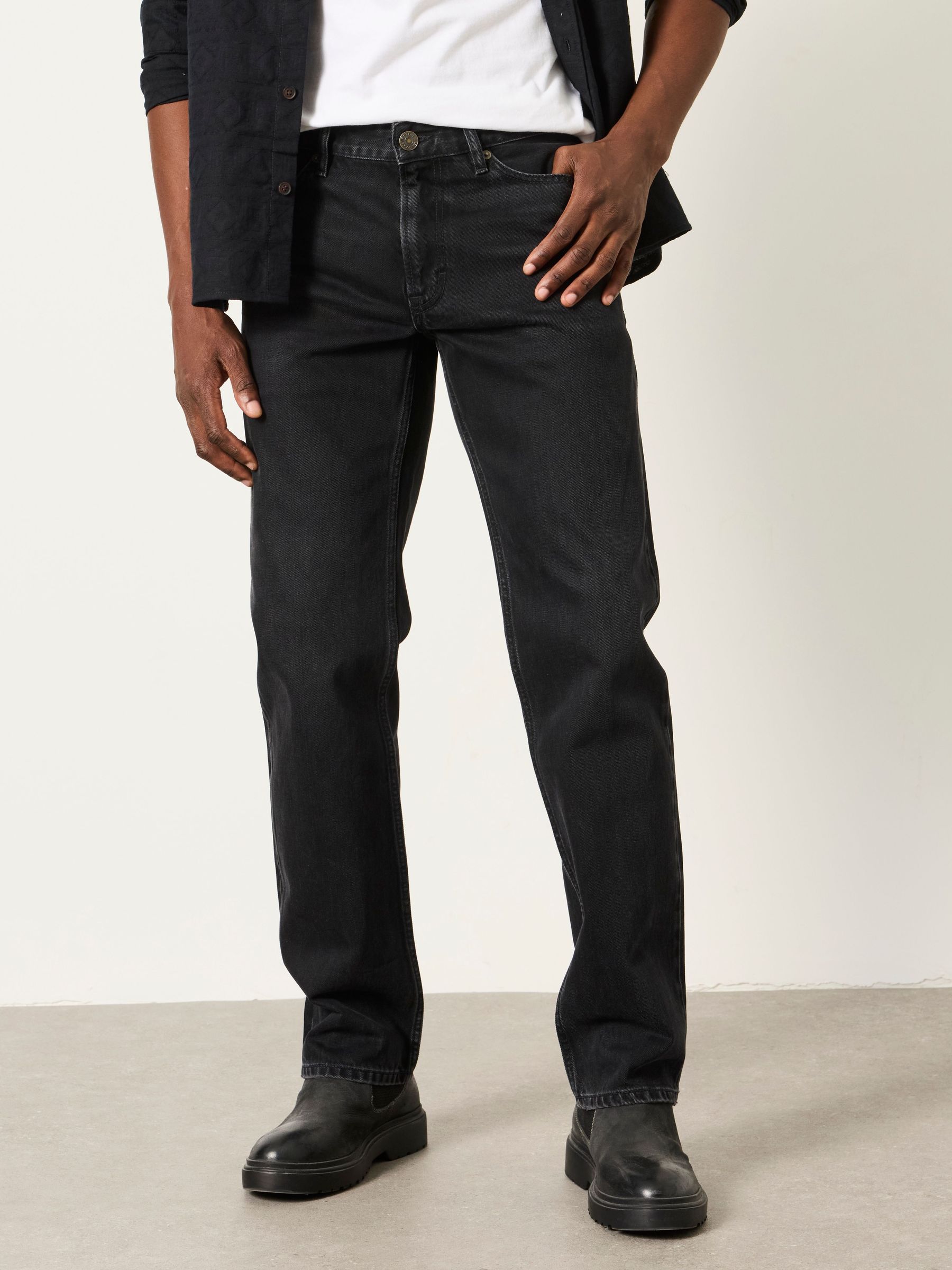 Dark Grey - Regular Straight Fit Jeans
